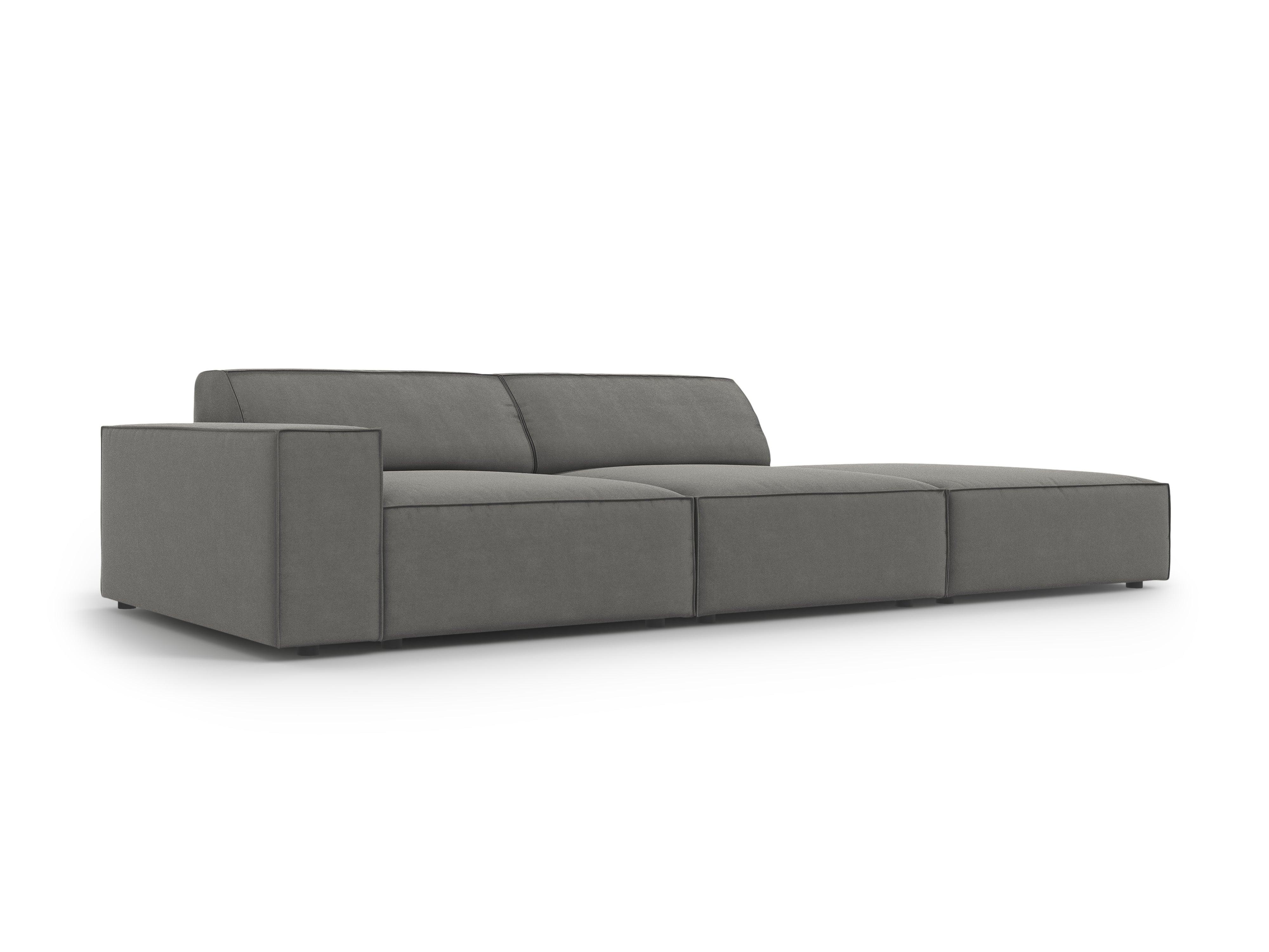 Sofa aksamitna prawostronna 3-osobowa JODIE jasnoszary Micadoni    Eye on Design