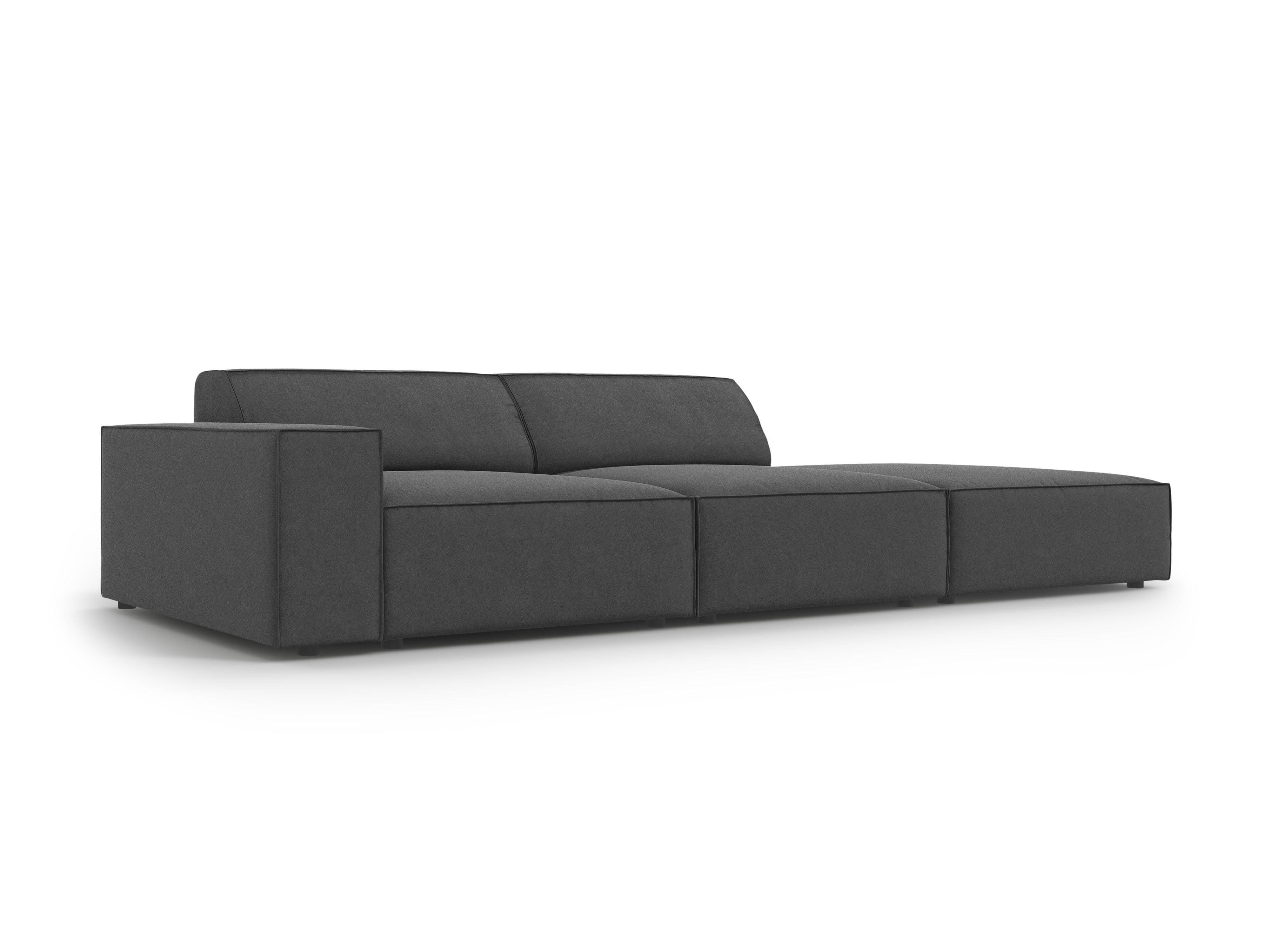 Sofa aksamitna prawostronna 3-osobowa JODIE ciemnoszary Micadoni    Eye on Design