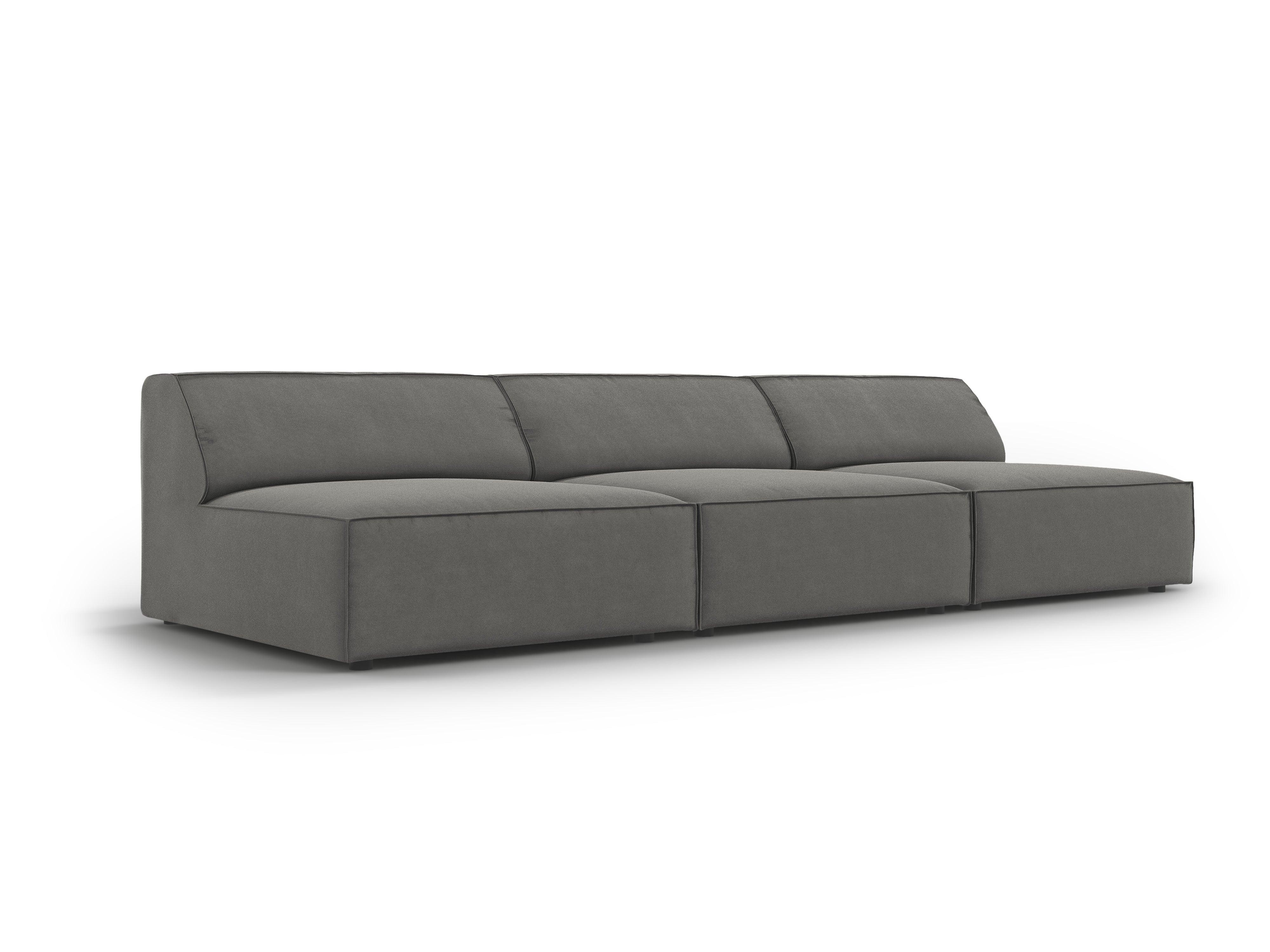 Sofa aksamitna 3-osobowa otwarta JODIE jasnoszary Micadoni    Eye on Design