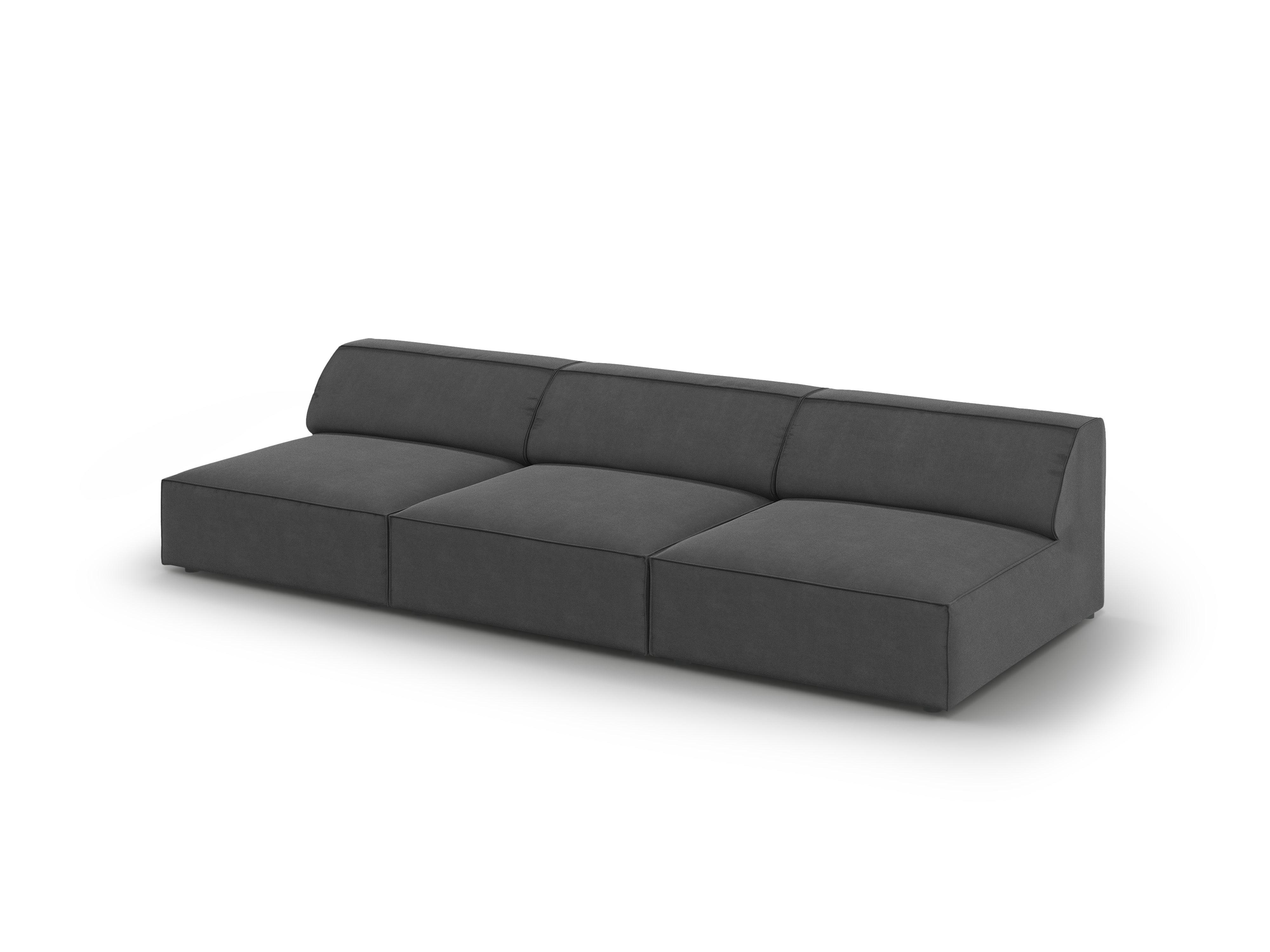 Sofa aksamitna 3-osobowa otwarta JODIE ciemnoszary – Micadoni