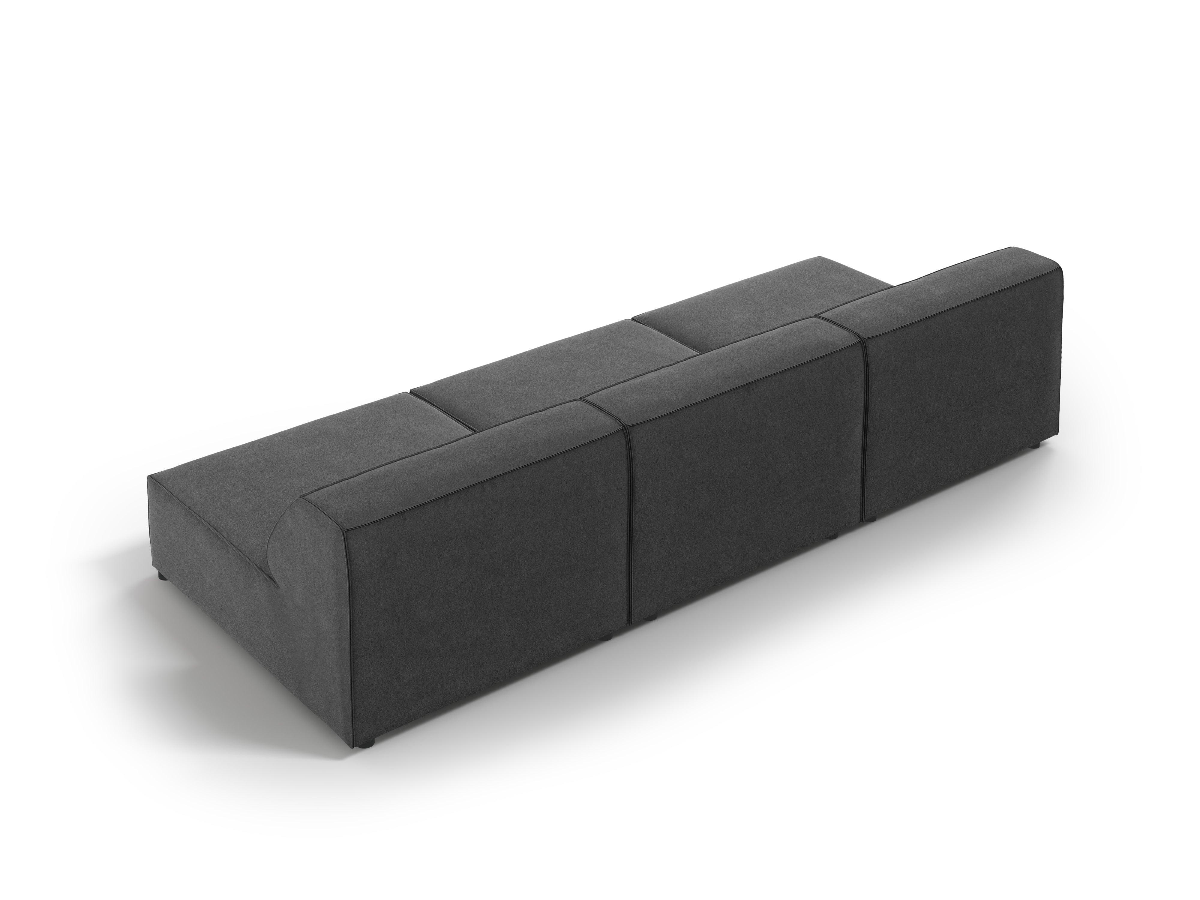 Sofa aksamitna 3-osobowa otwarta JODIE ciemnoszary – Micadoni