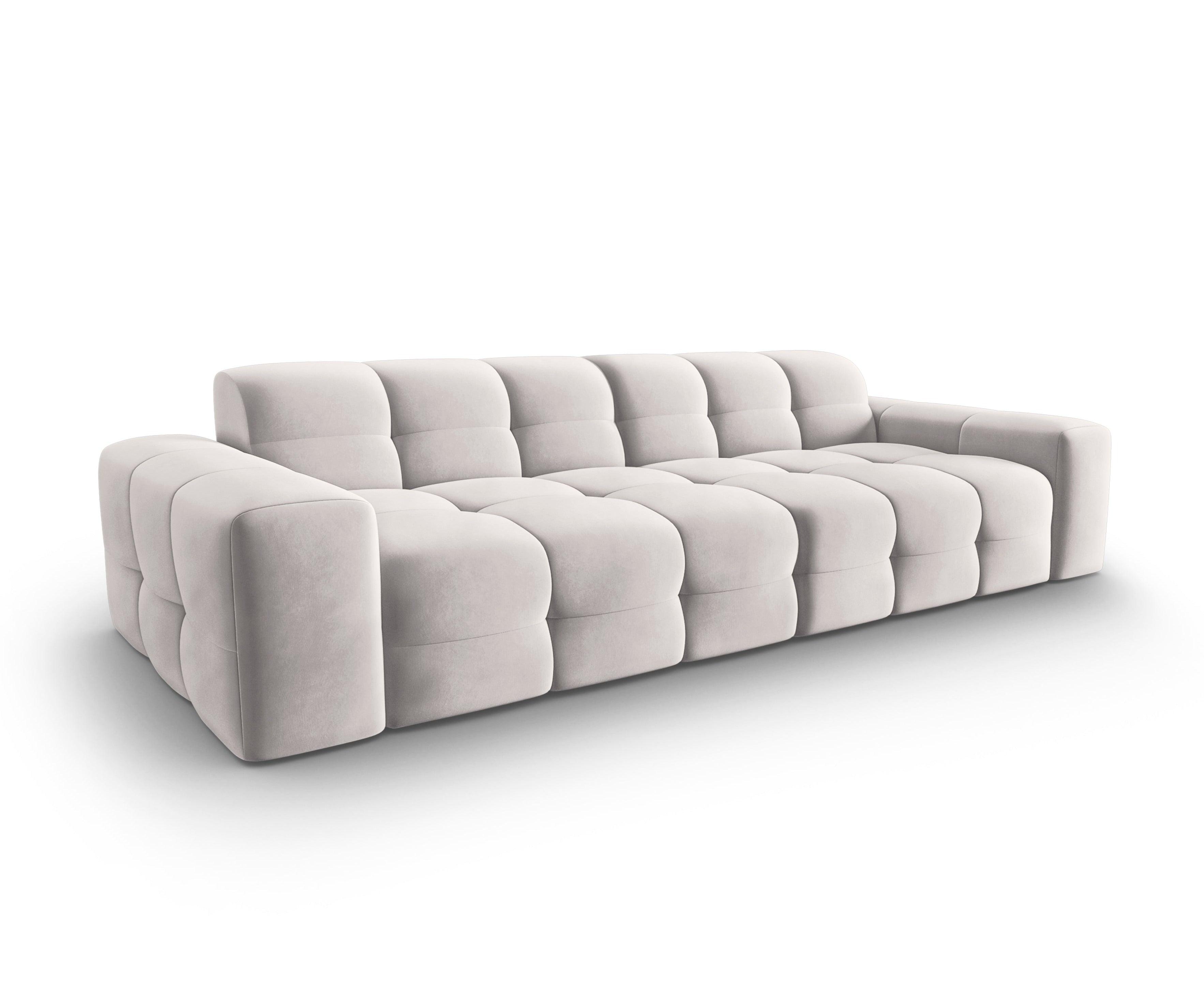 Sofa aksamitna 4-osobowa KENDAL jasnoszary Micadoni    Eye on Design