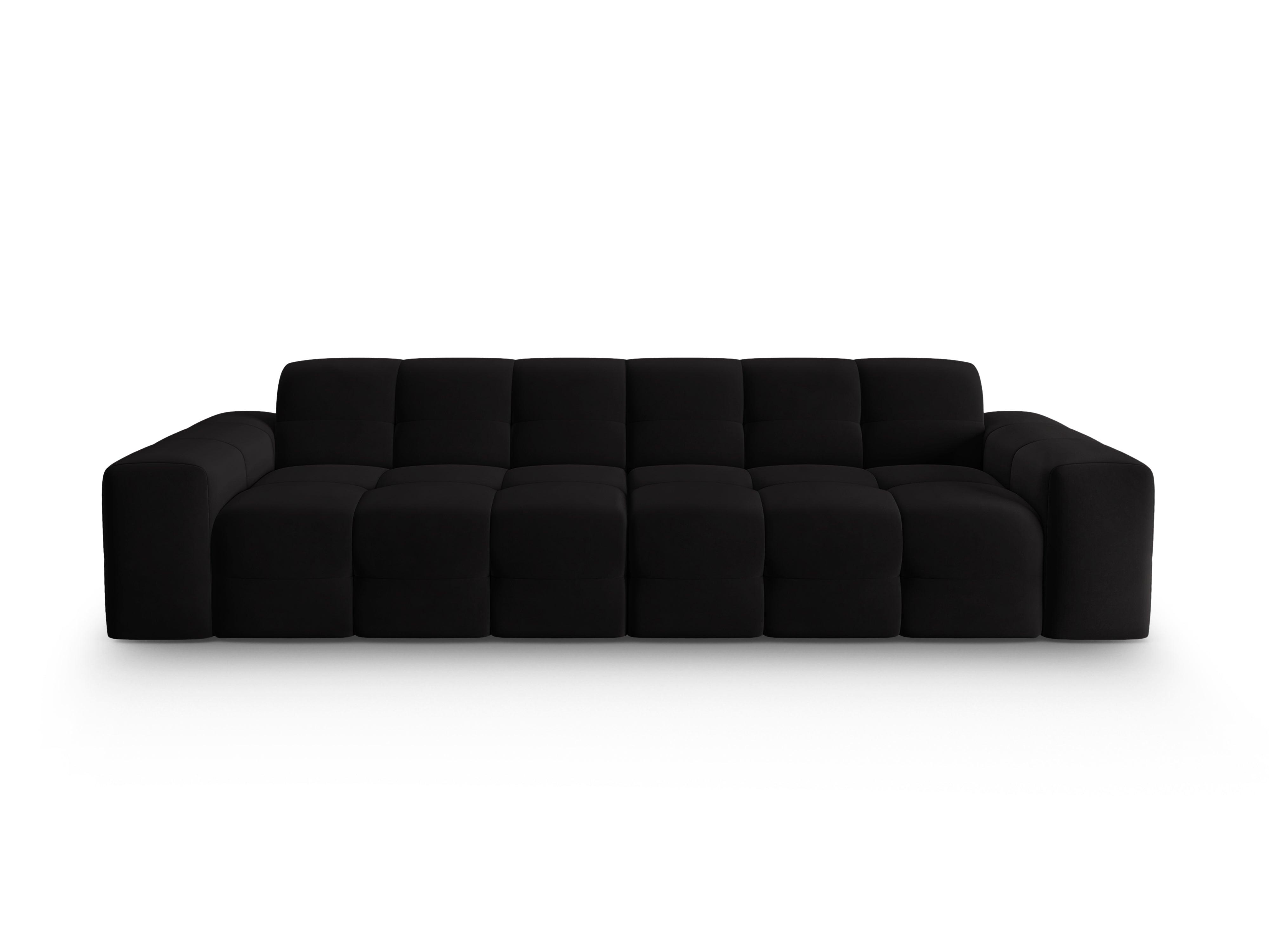 Sofa aksamitna 4-osobowa KENDAL czarny Micadoni    Eye on Design