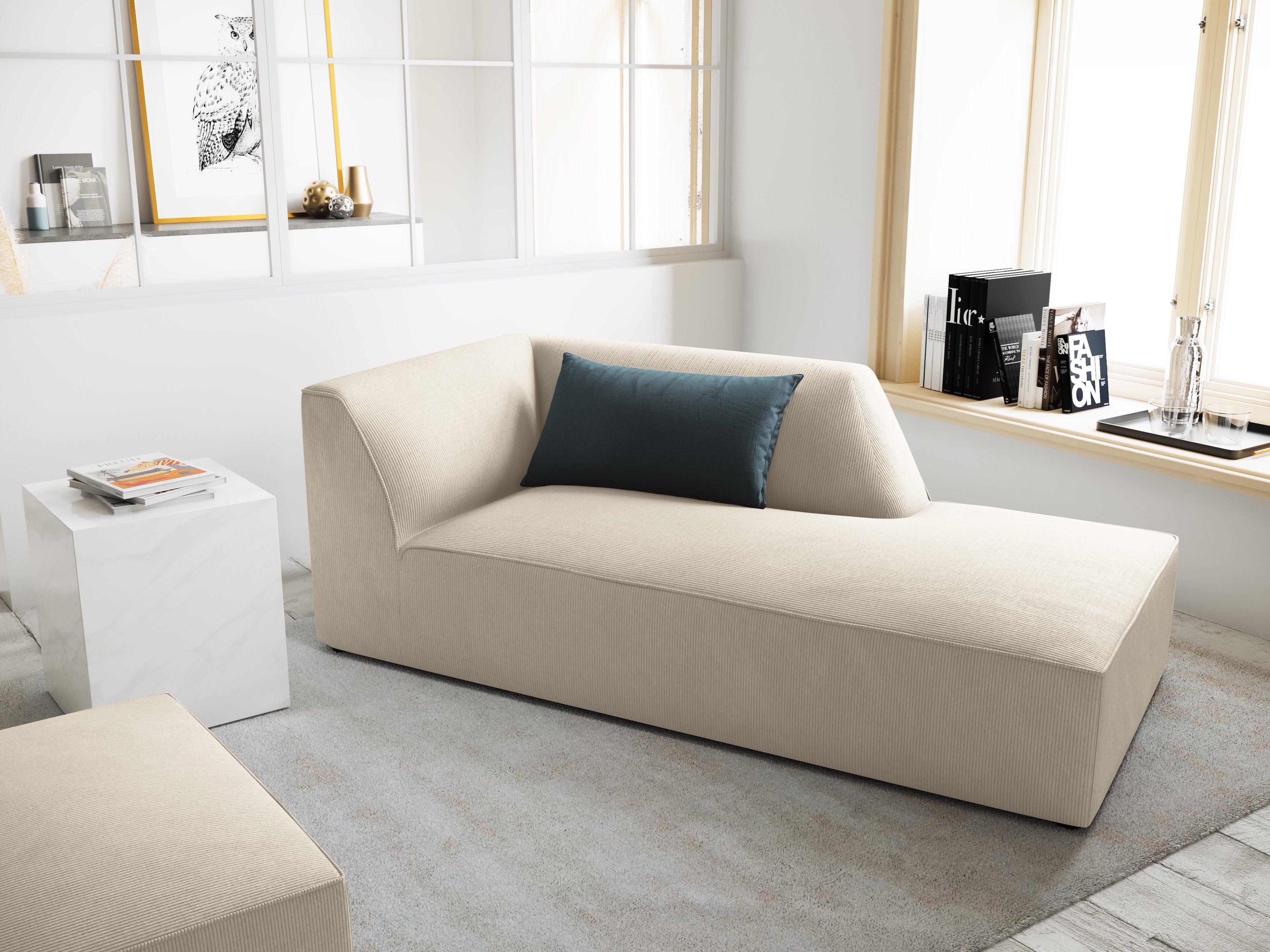 Szezlong sztruksowy prawostronny RUBY beżowy Micadoni    Eye on Design