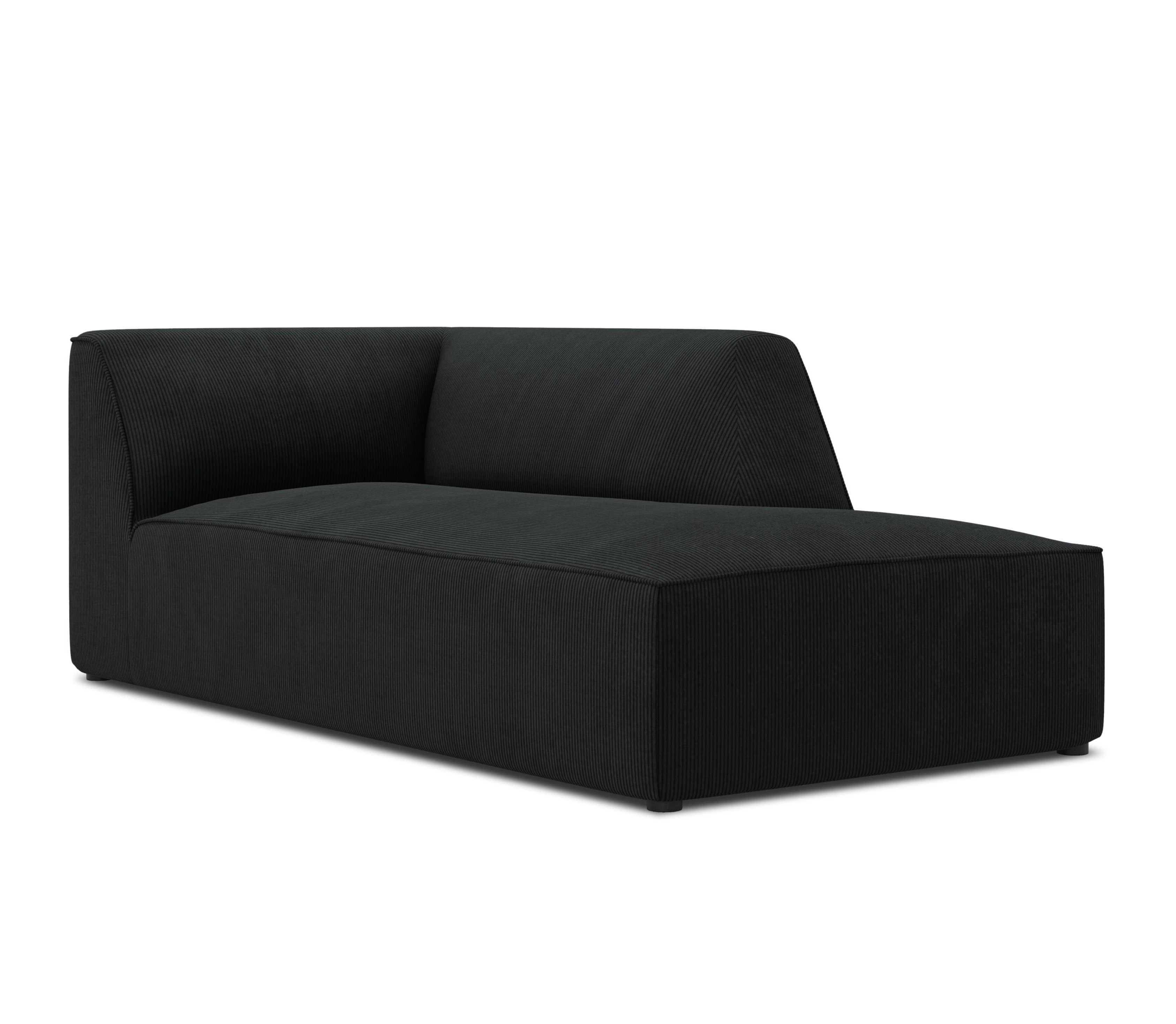 Szezlong sztruksowy prawostronny RUBY czarny Micadoni    Eye on Design