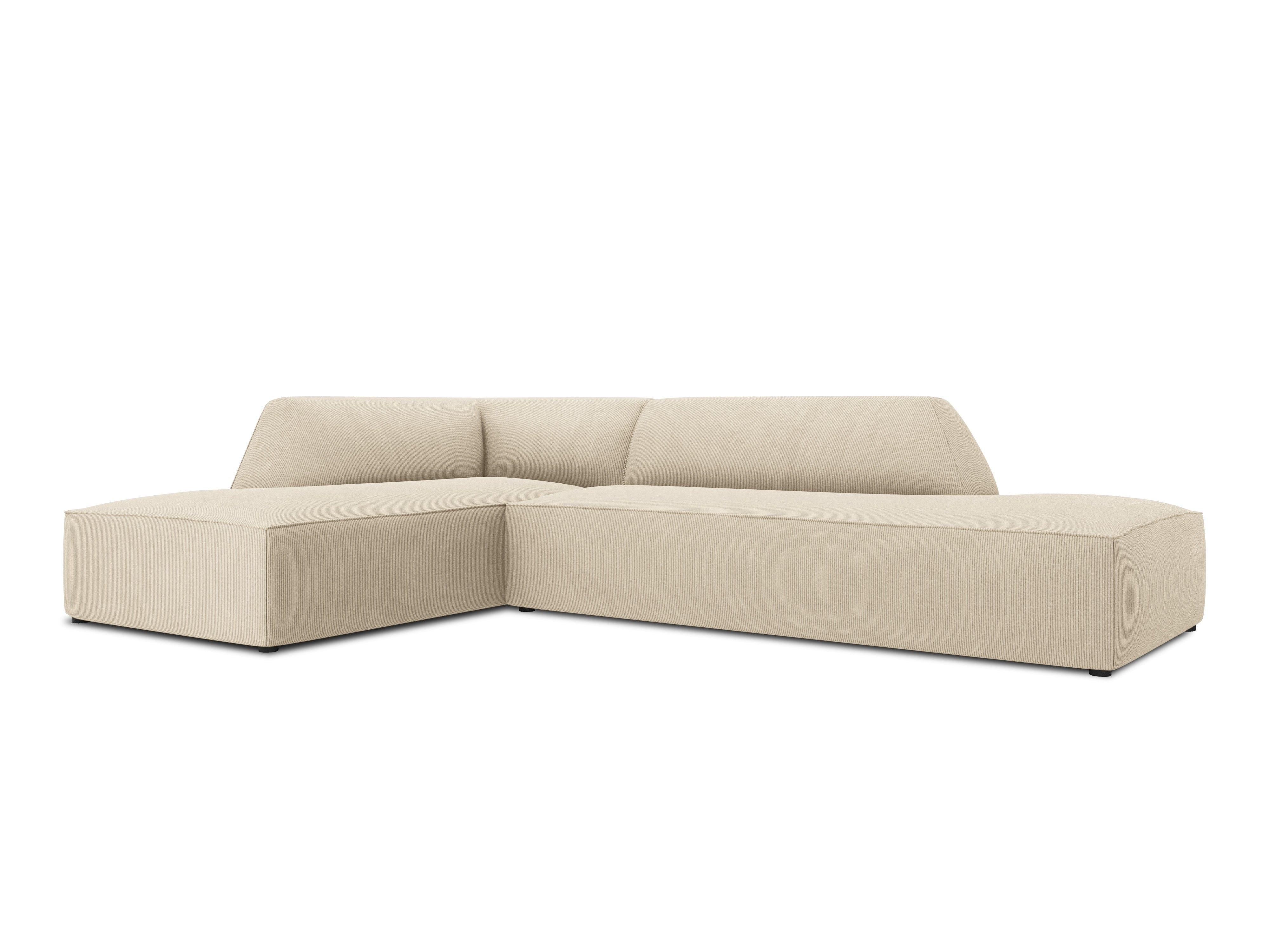 Sofa narożna sztruksowa lewostronna RUBY beżowy Micadoni    Eye on Design