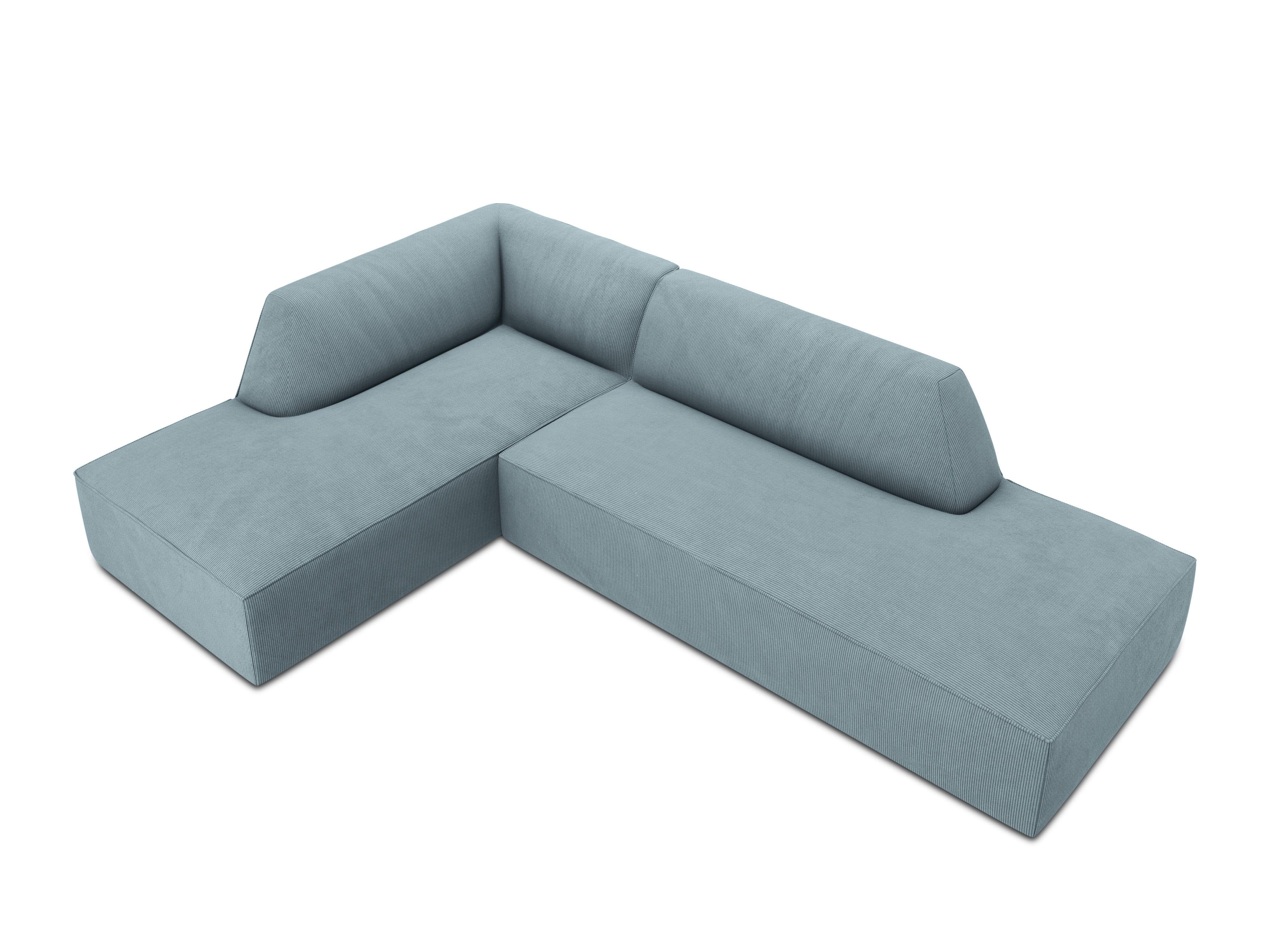 Sofa narożna sztruksowa lewostronna RUBY jasnoniebieski Micadoni    Eye on Design