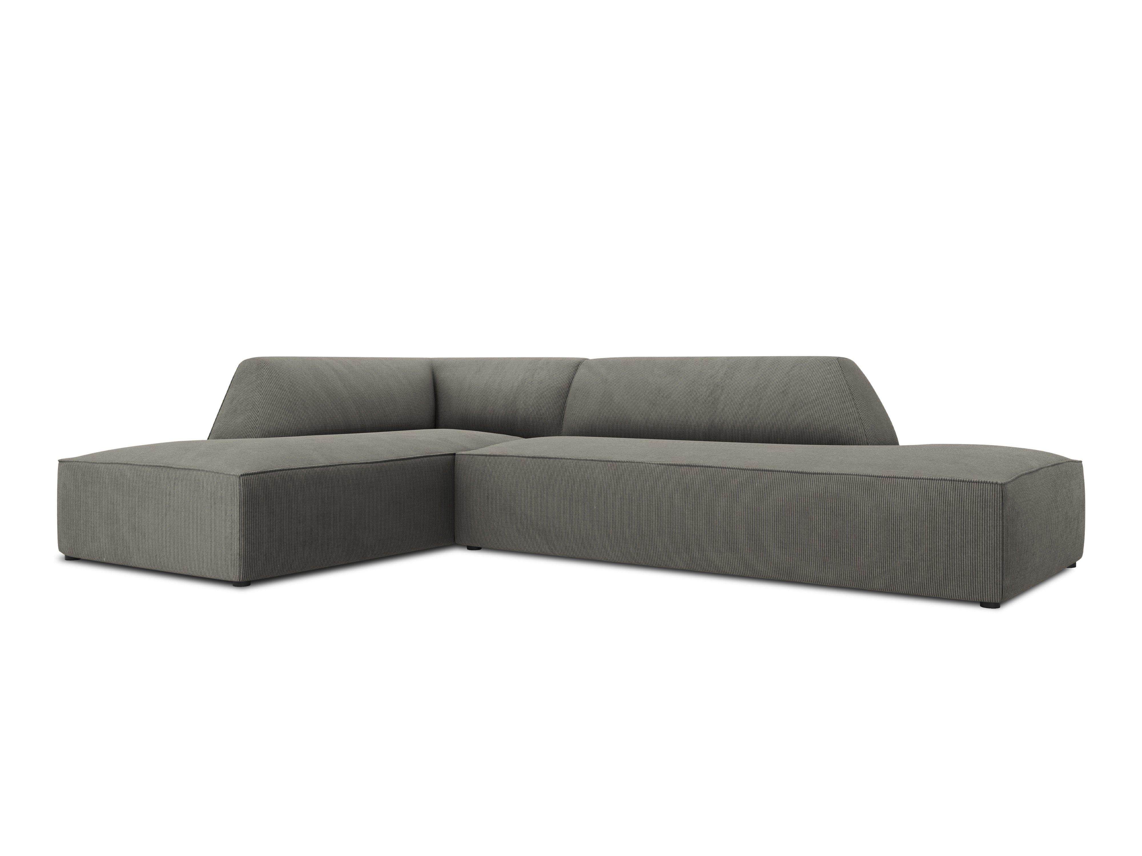 Sofa narożna sztruksowa lewostronna RUBY jasnoszary Micadoni    Eye on Design