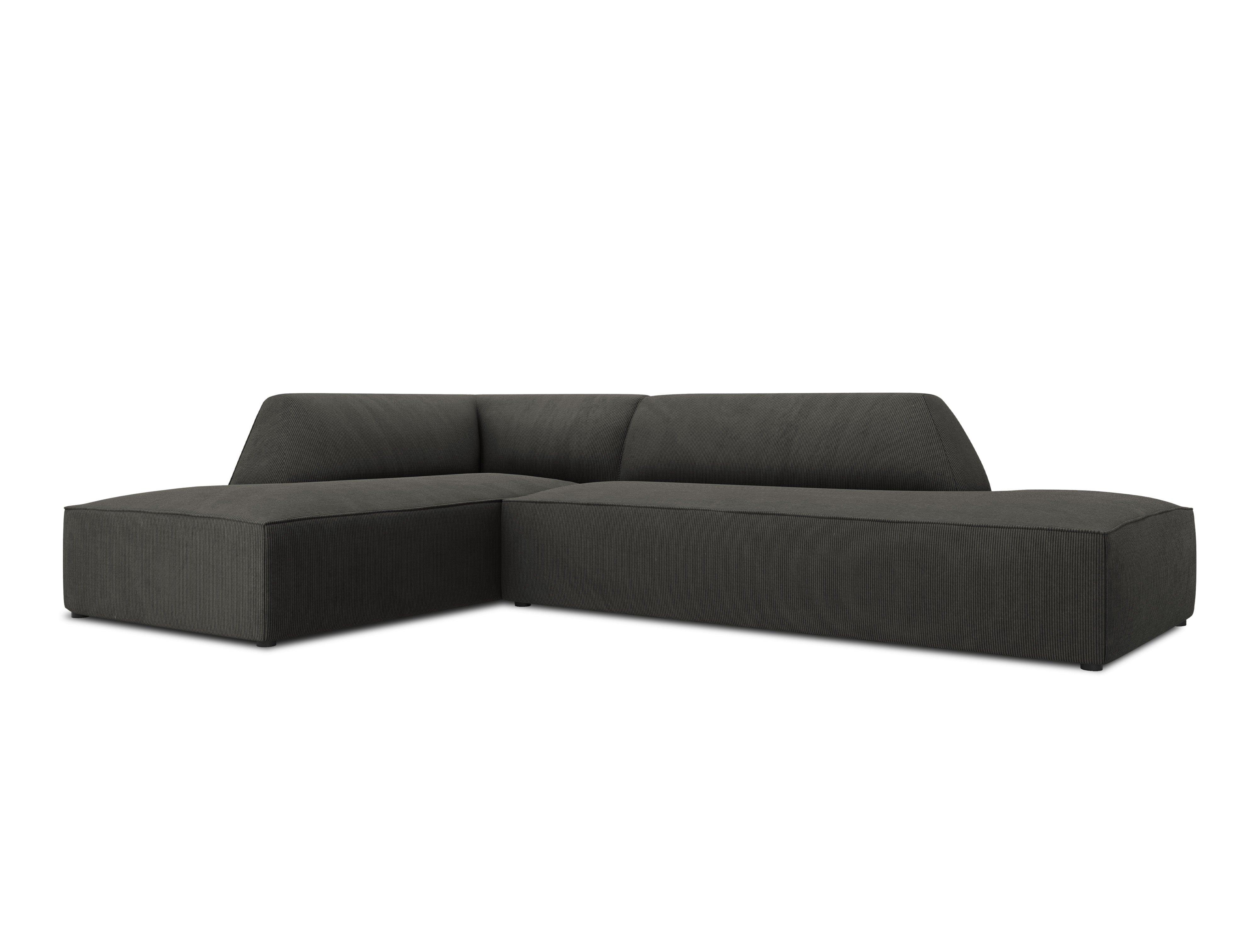 Sofa narożna sztruksowa lewostronna RUBY ciemnoszary Micadoni    Eye on Design