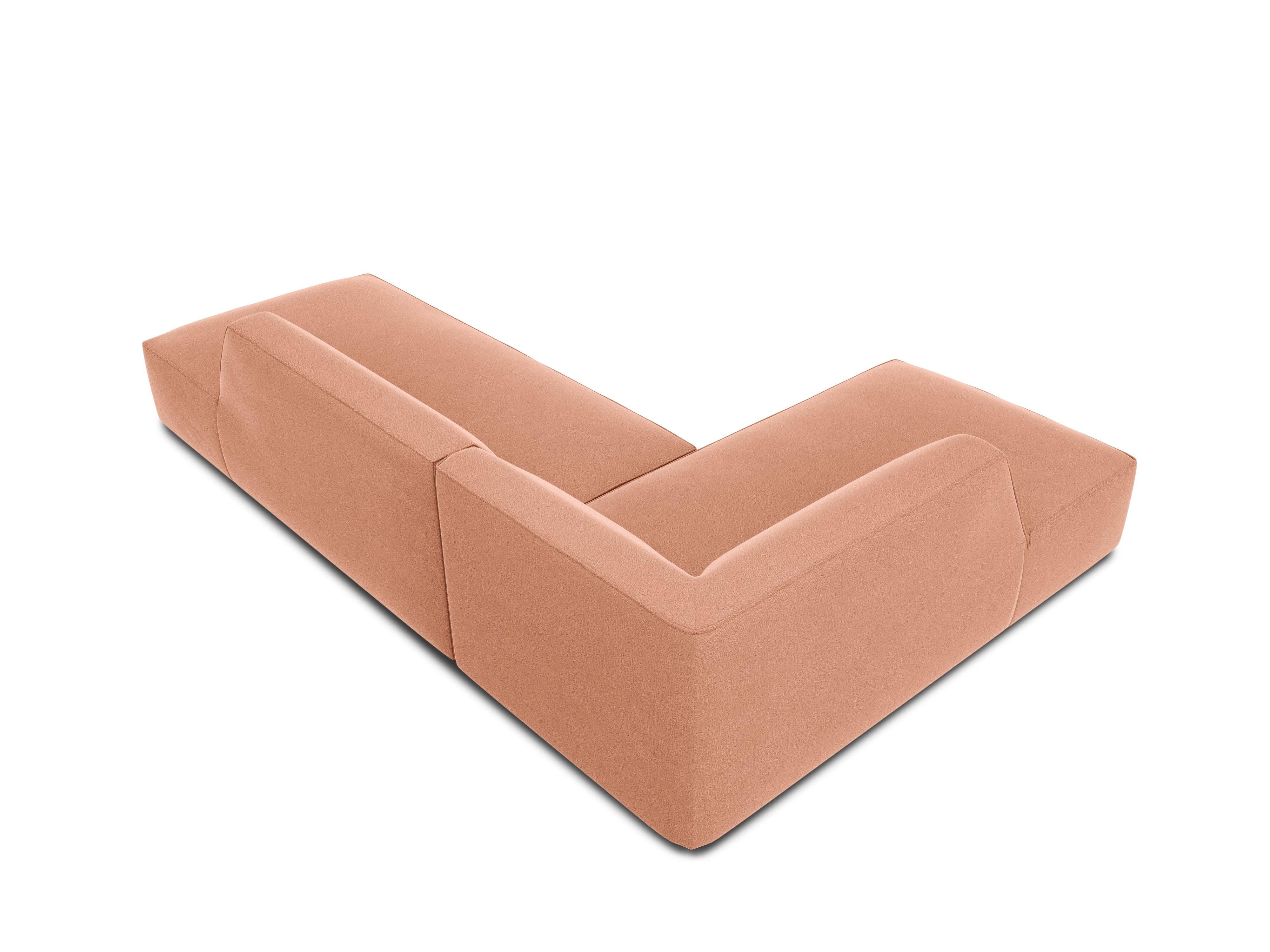 Sofa narożna aksamitna lewostronna RUBY łososiowy Micadoni    Eye on Design