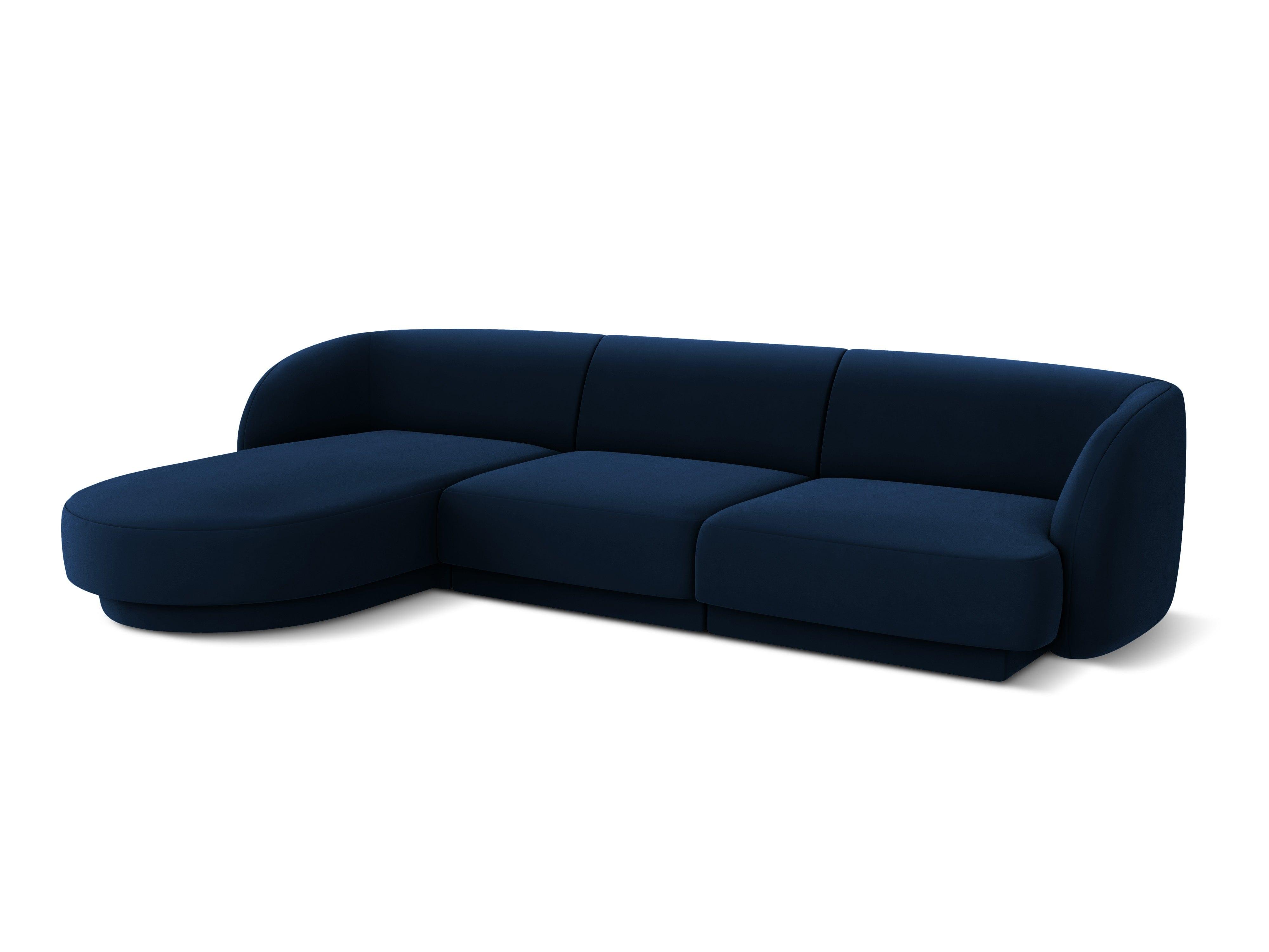 Narożnik aksamitny 4-osobowy lewostronny MILEY granatowy Micadoni    Eye on Design
