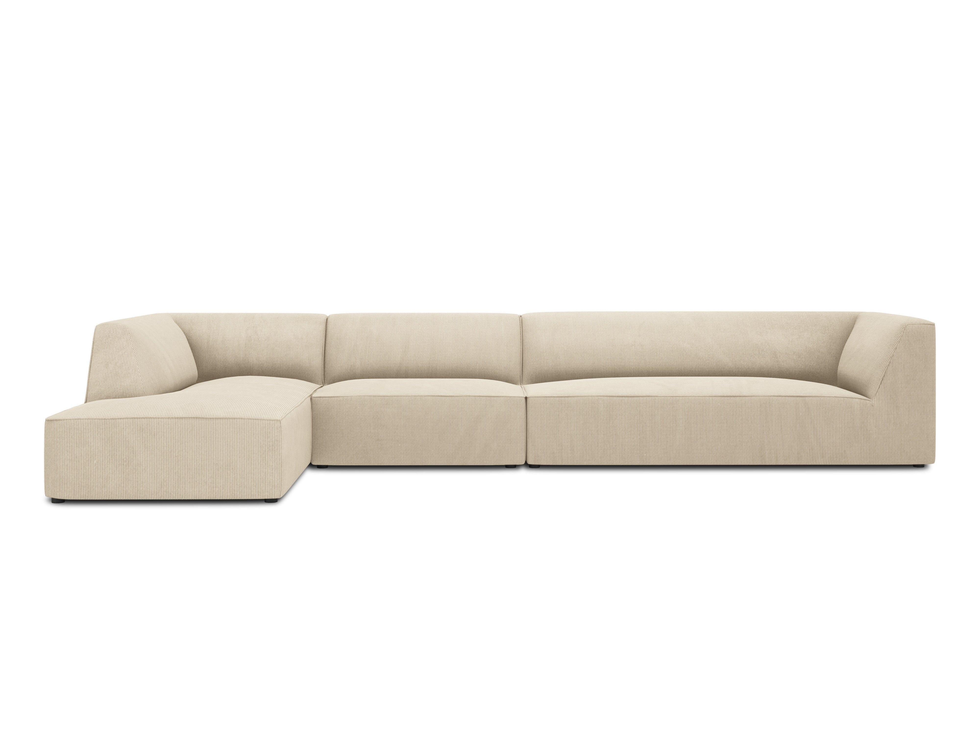 Narożnik sztruksowy 5-osobowy lewostronny RUBY beżowy Micadoni    Eye on Design