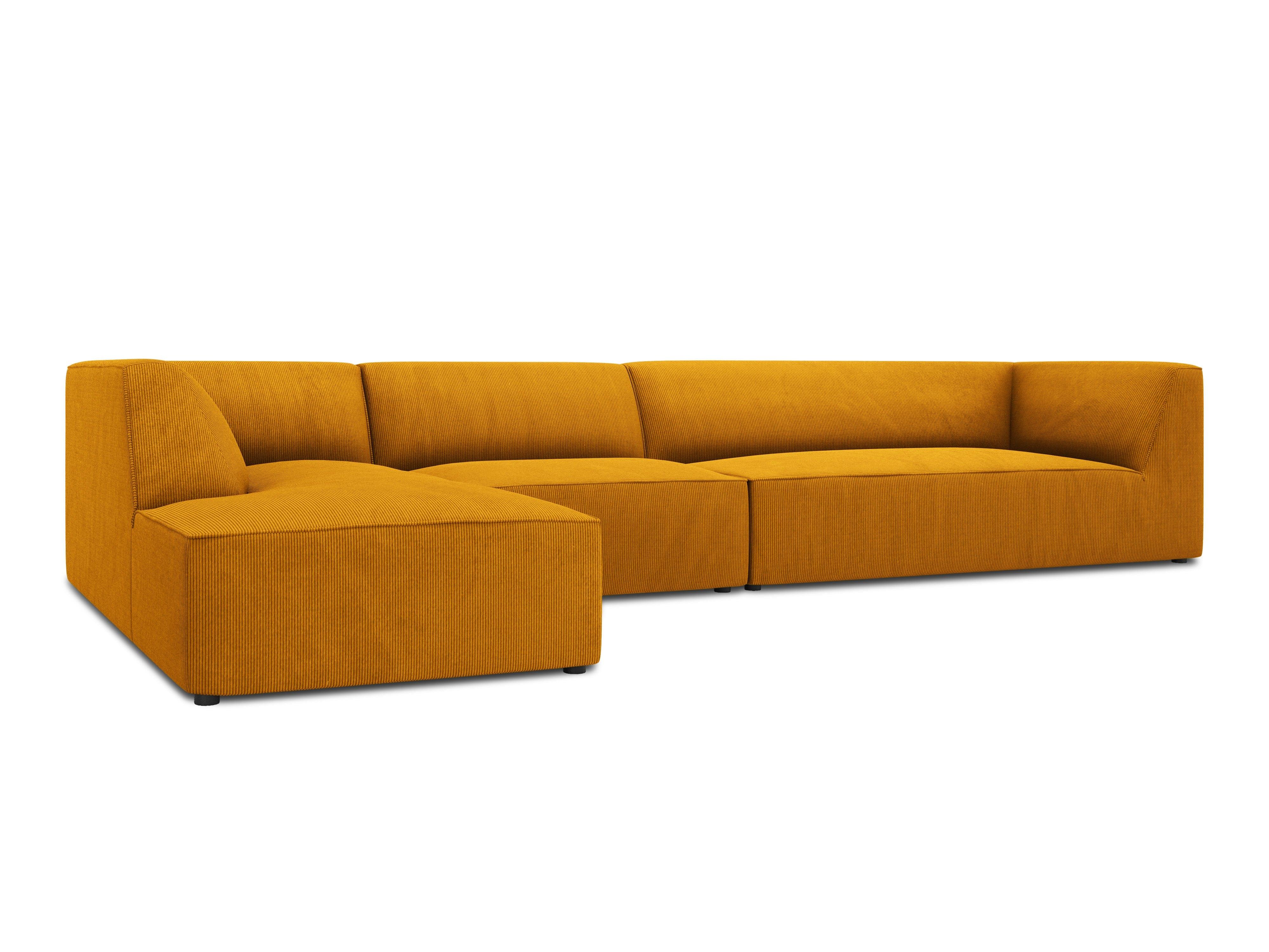 Narożnik sztruksowy 5-osobowy lewostronny RUBY żółty Micadoni    Eye on Design