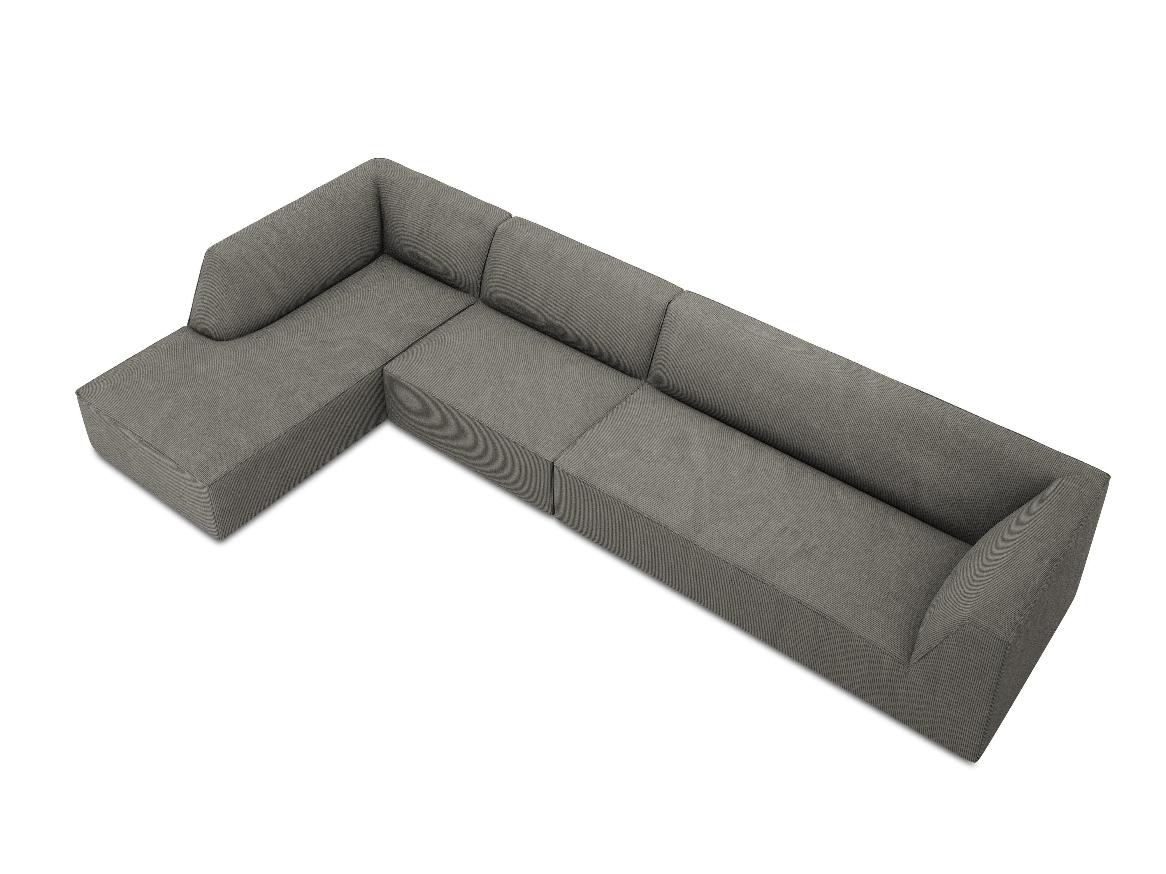 Narożnik sztruksowy 5-osobowy lewostronny RUBY jasnoszary Micadoni    Eye on Design