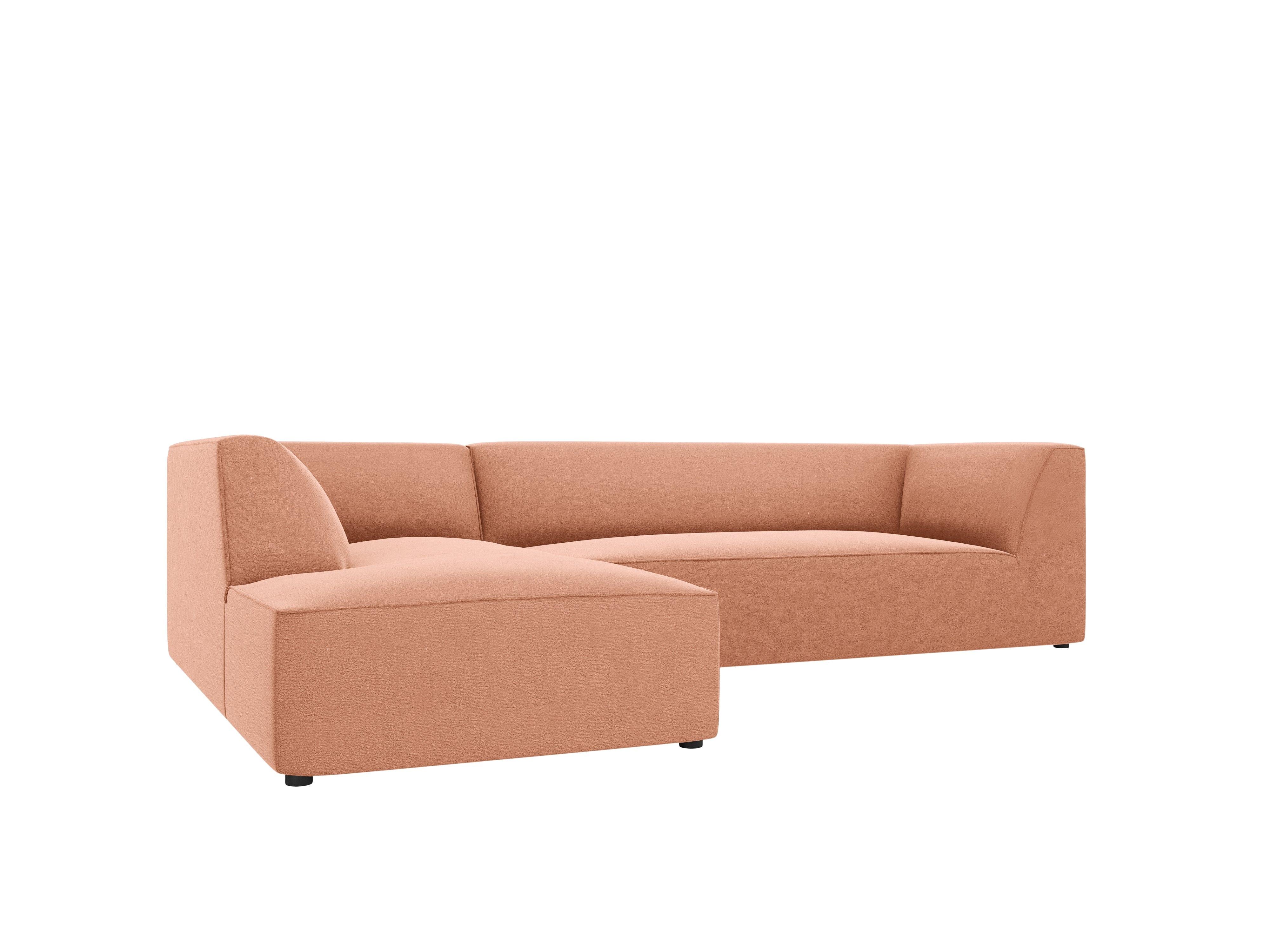 Narożnik aksamitny 4-osobowy lewostronny RUBY łososiowy Micadoni    Eye on Design