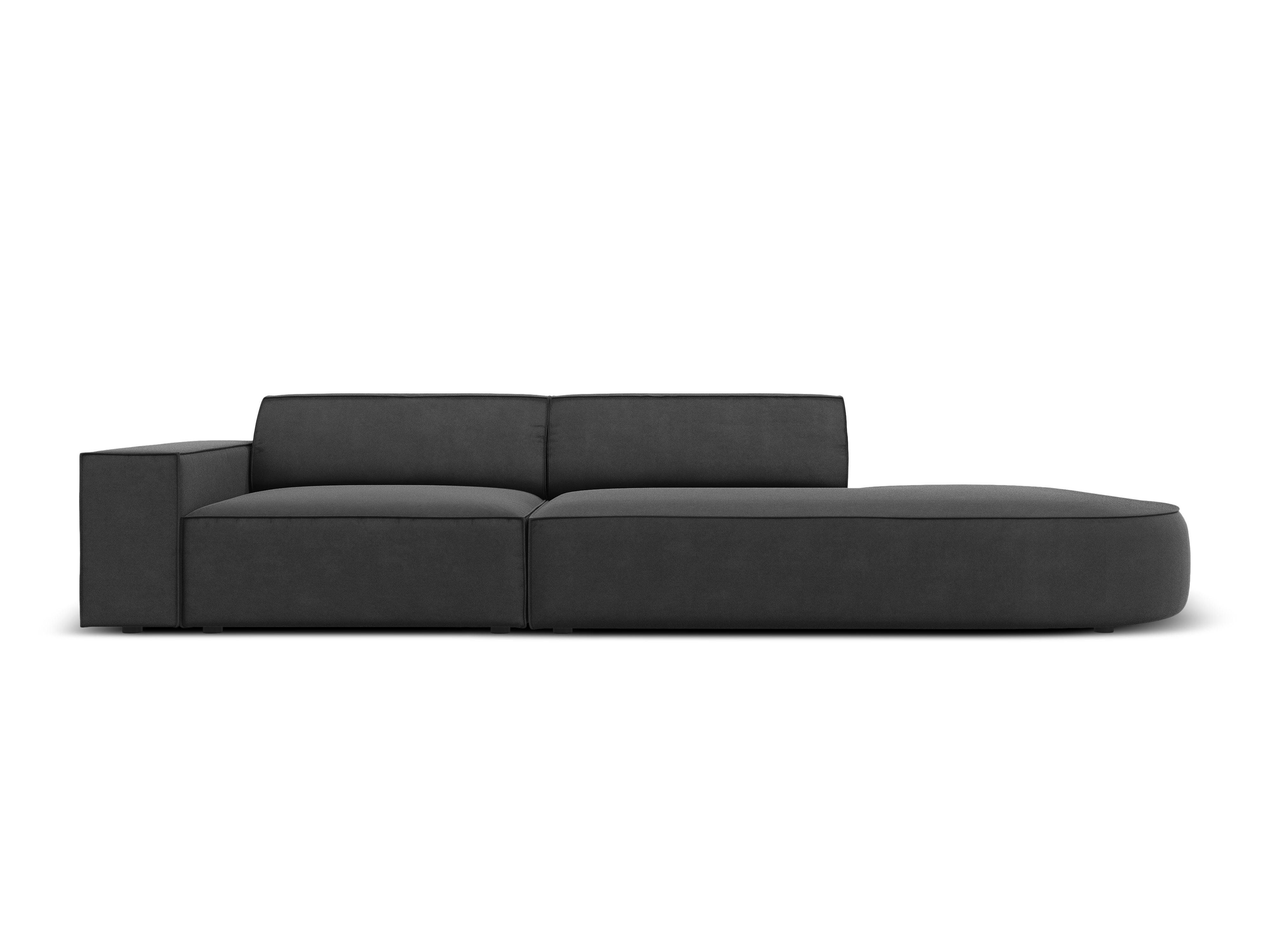 Sofa aksamitna prawostronna okrągła 3-osobowa JODIE ciemnoszary Micadoni    Eye on Design