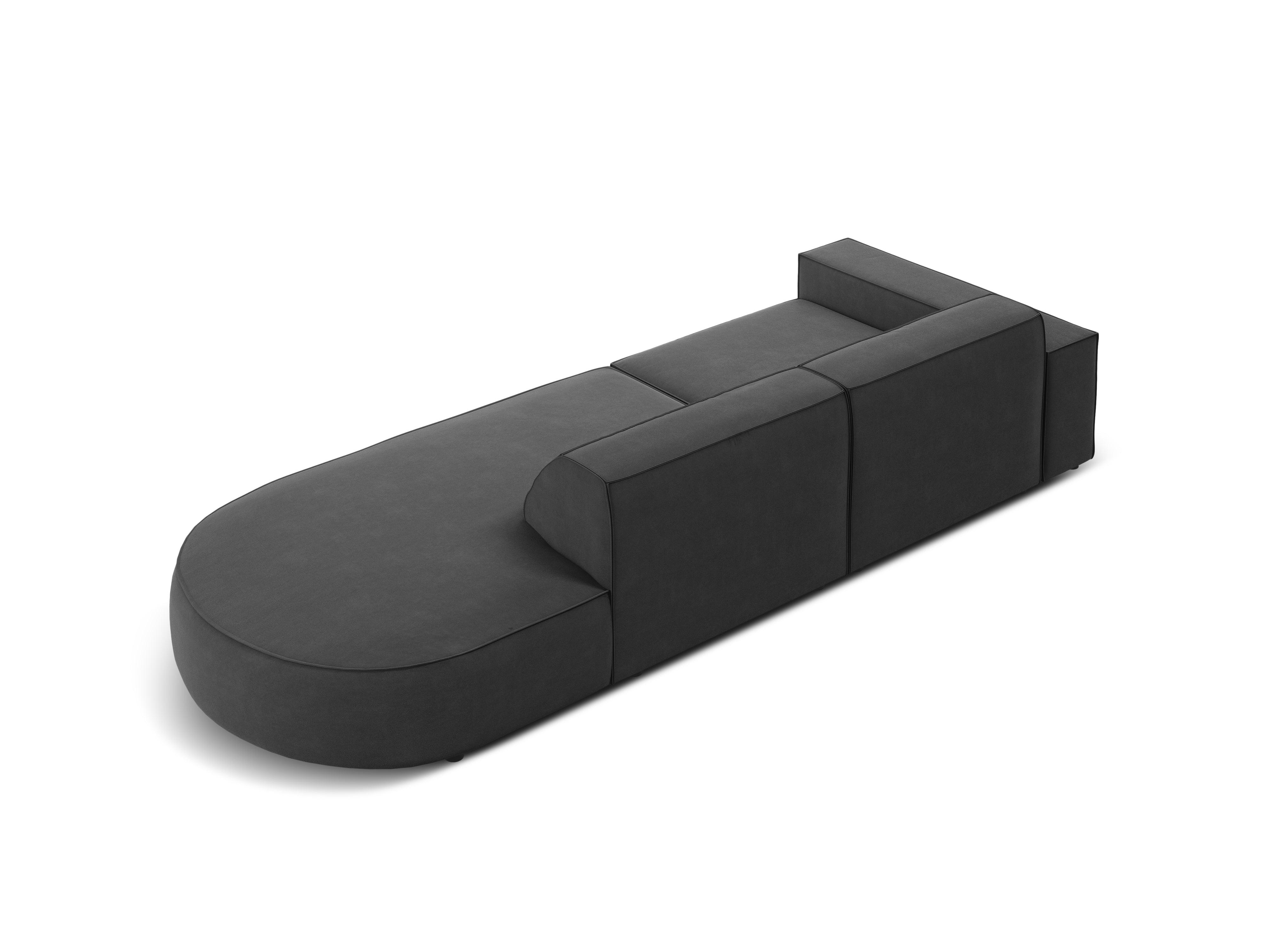 Sofa aksamitna prawostronna okrągła 3-osobowa JODIE ciemnoszary Micadoni    Eye on Design