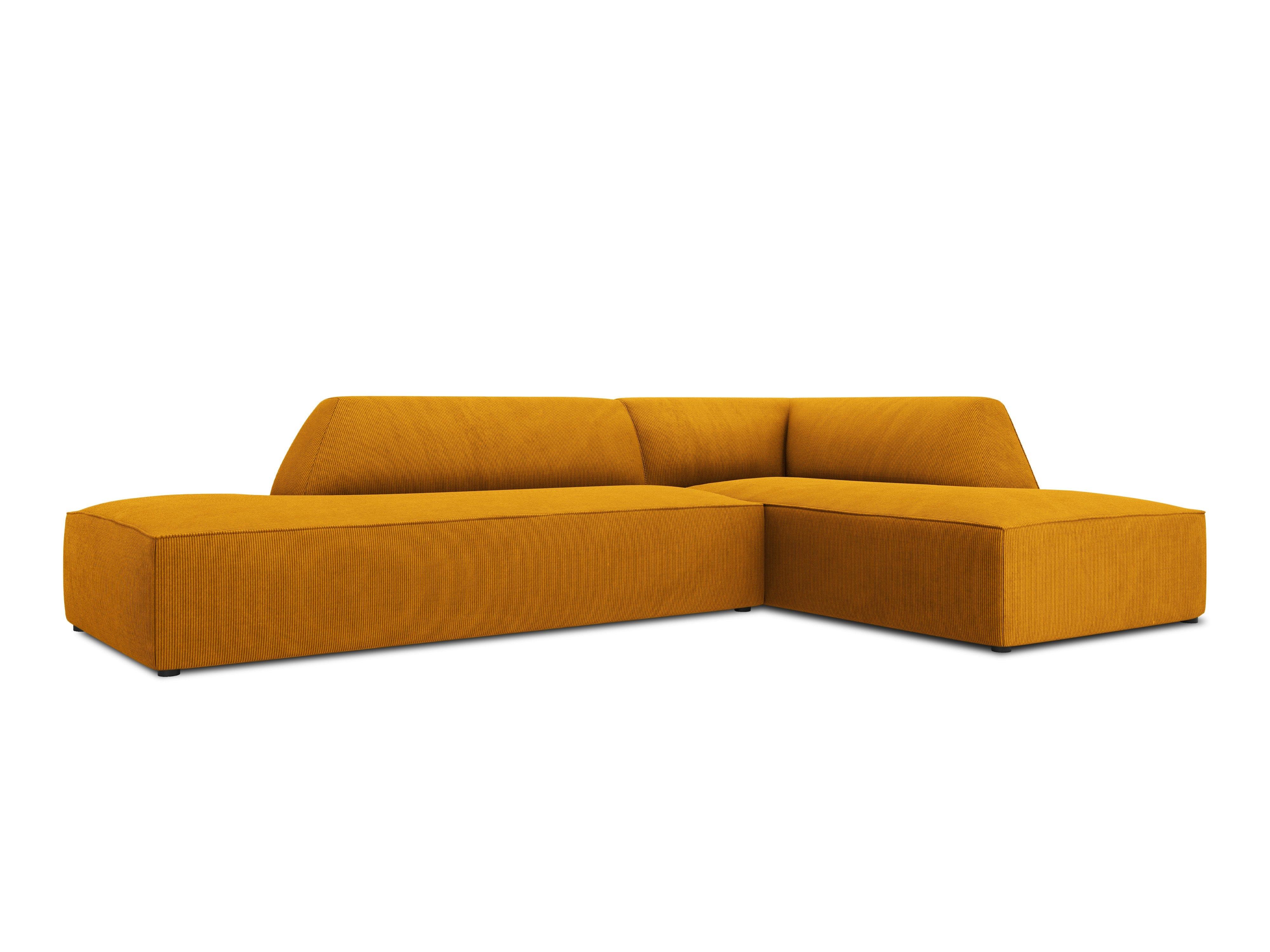 Sofa narożna sztruksowa prawostronny RUBY żółty Micadoni    Eye on Design