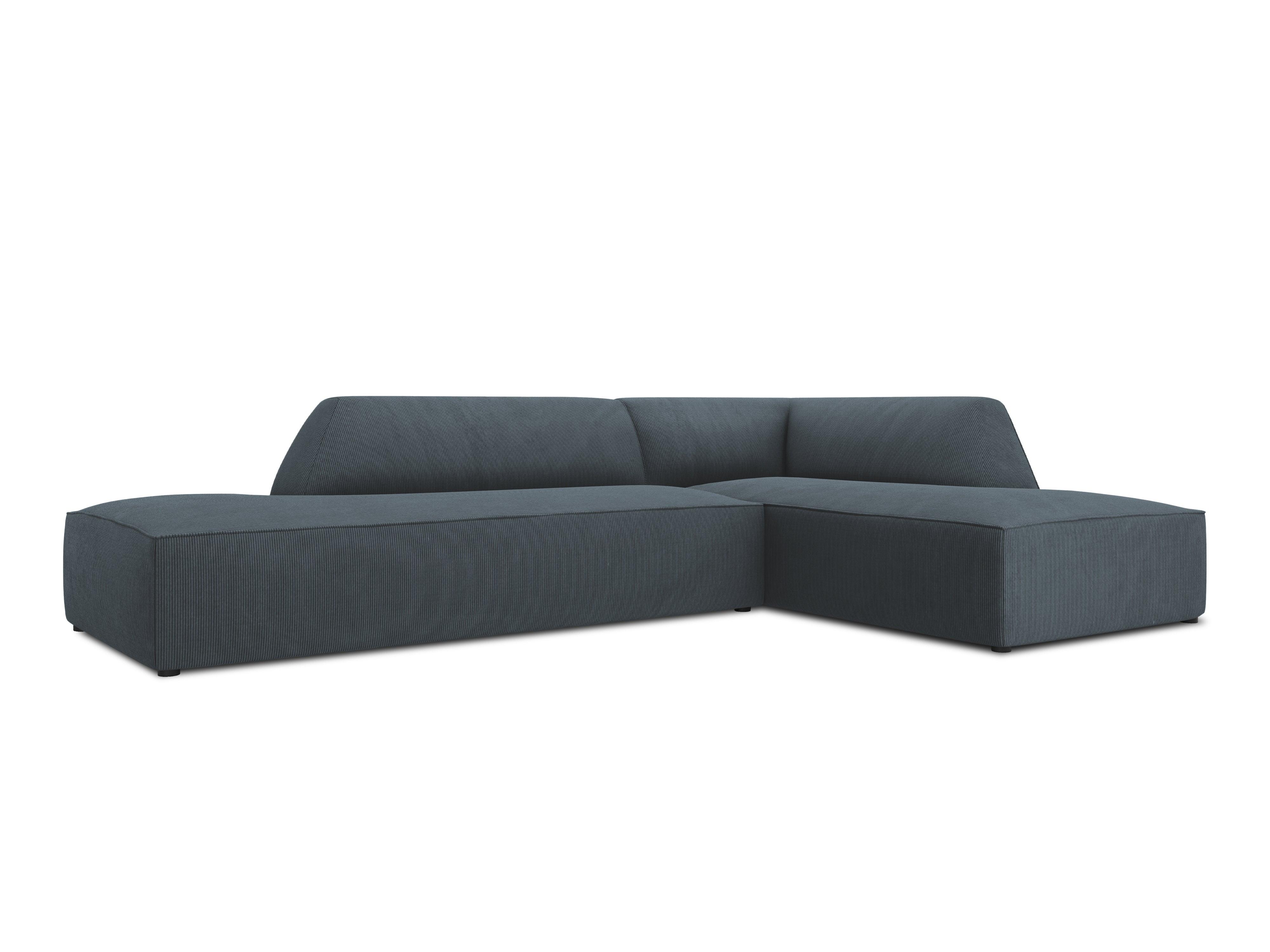 Sofa narożna sztruksowa prawostronny RUBY niebieski Micadoni    Eye on Design