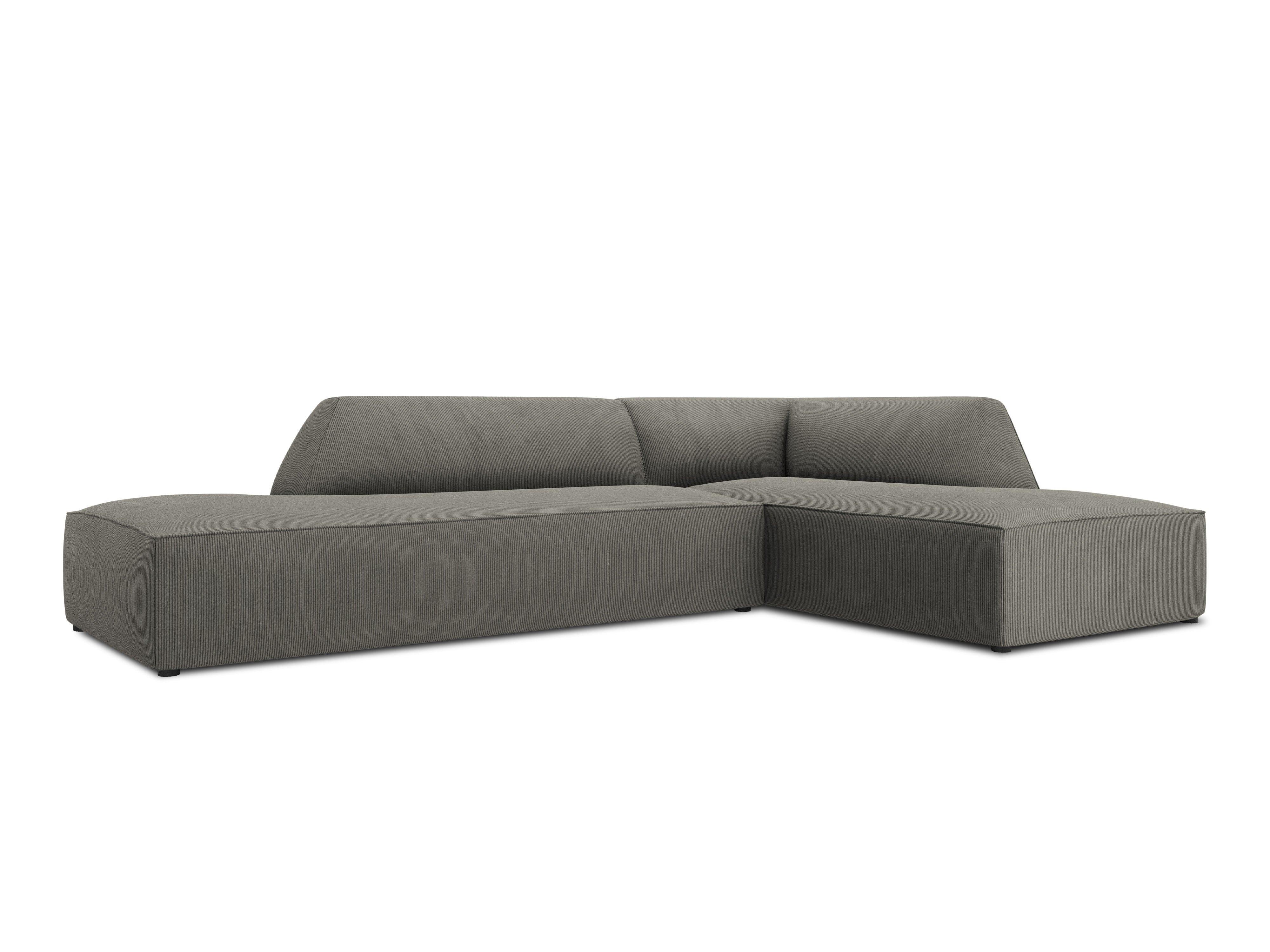 Sofa narożna sztruksowa prawostronny RUBY jasnoszary Micadoni    Eye on Design
