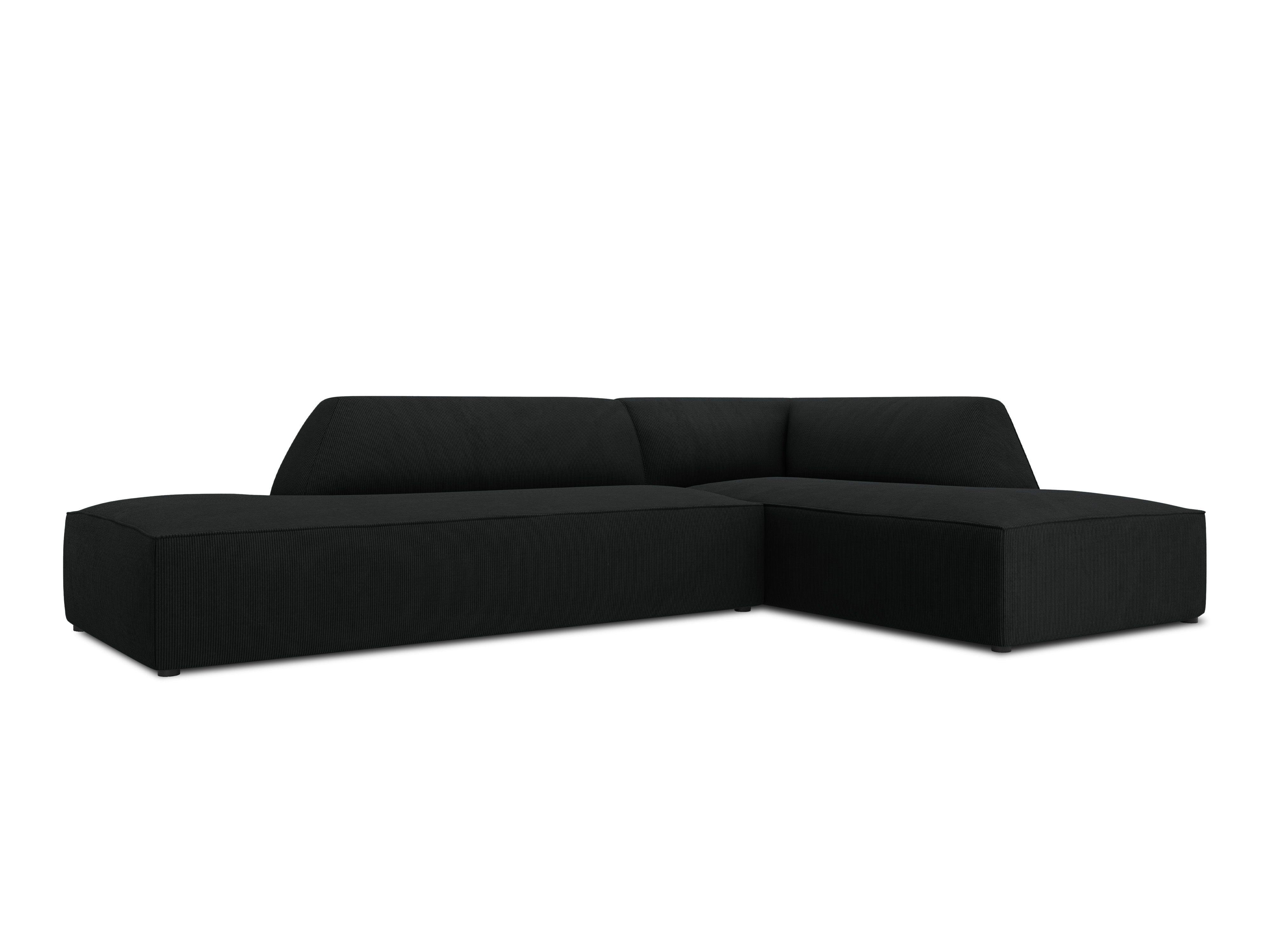 Sofa narożna sztruksowa prawostronny RUBY czarny Micadoni    Eye on Design