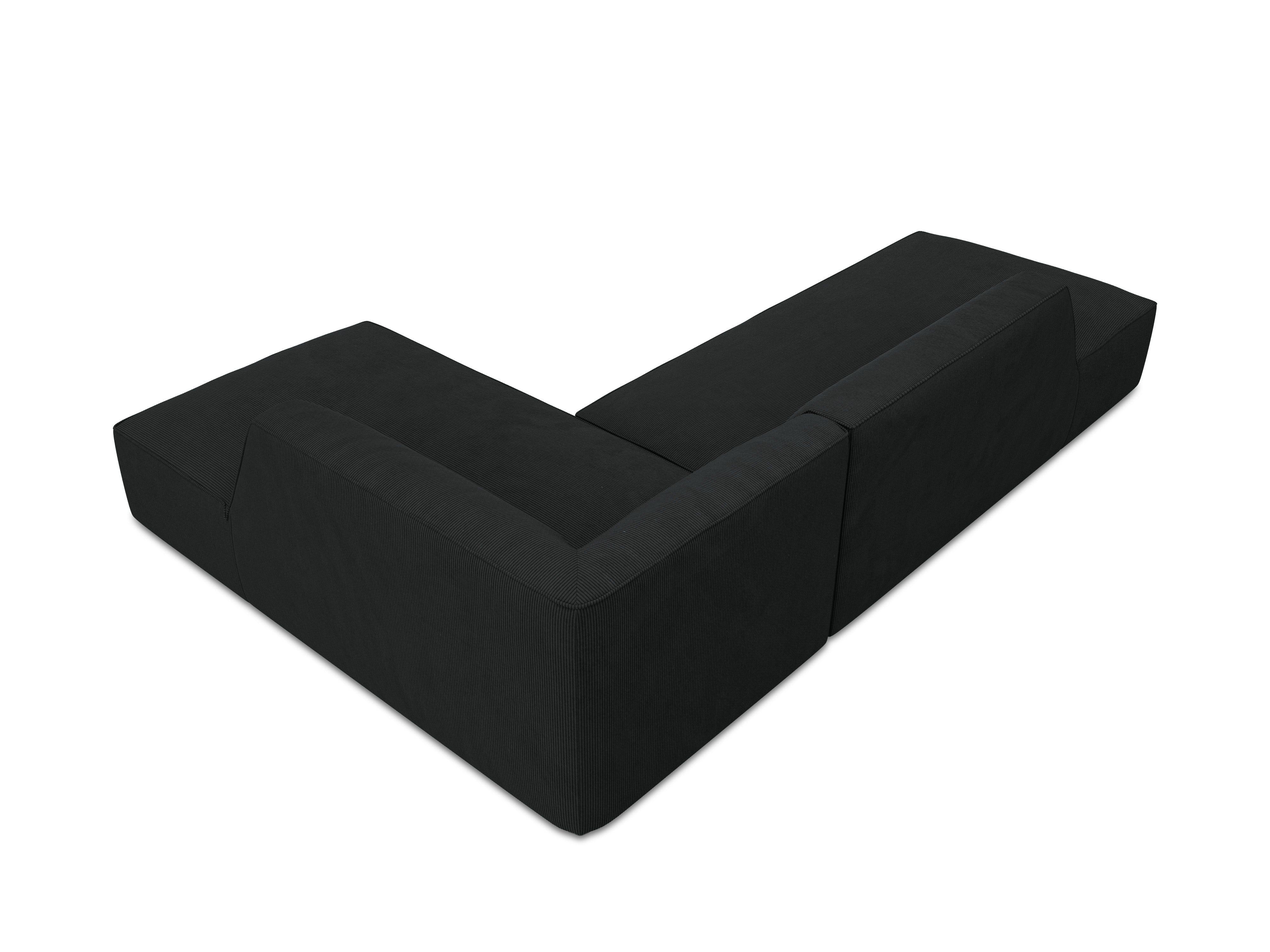 Sofa narożna sztruksowa prawostronny RUBY czarny Micadoni    Eye on Design