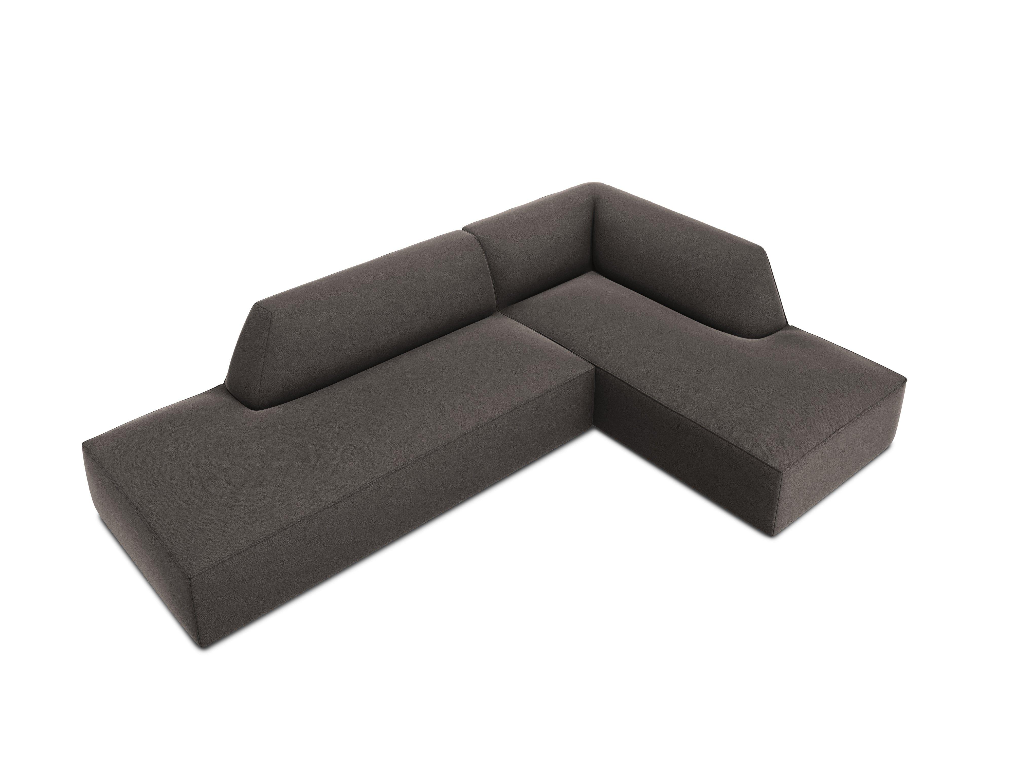 Sofa narożna aksamitna prawostronna RUBY ciemnoszary – Micadoni