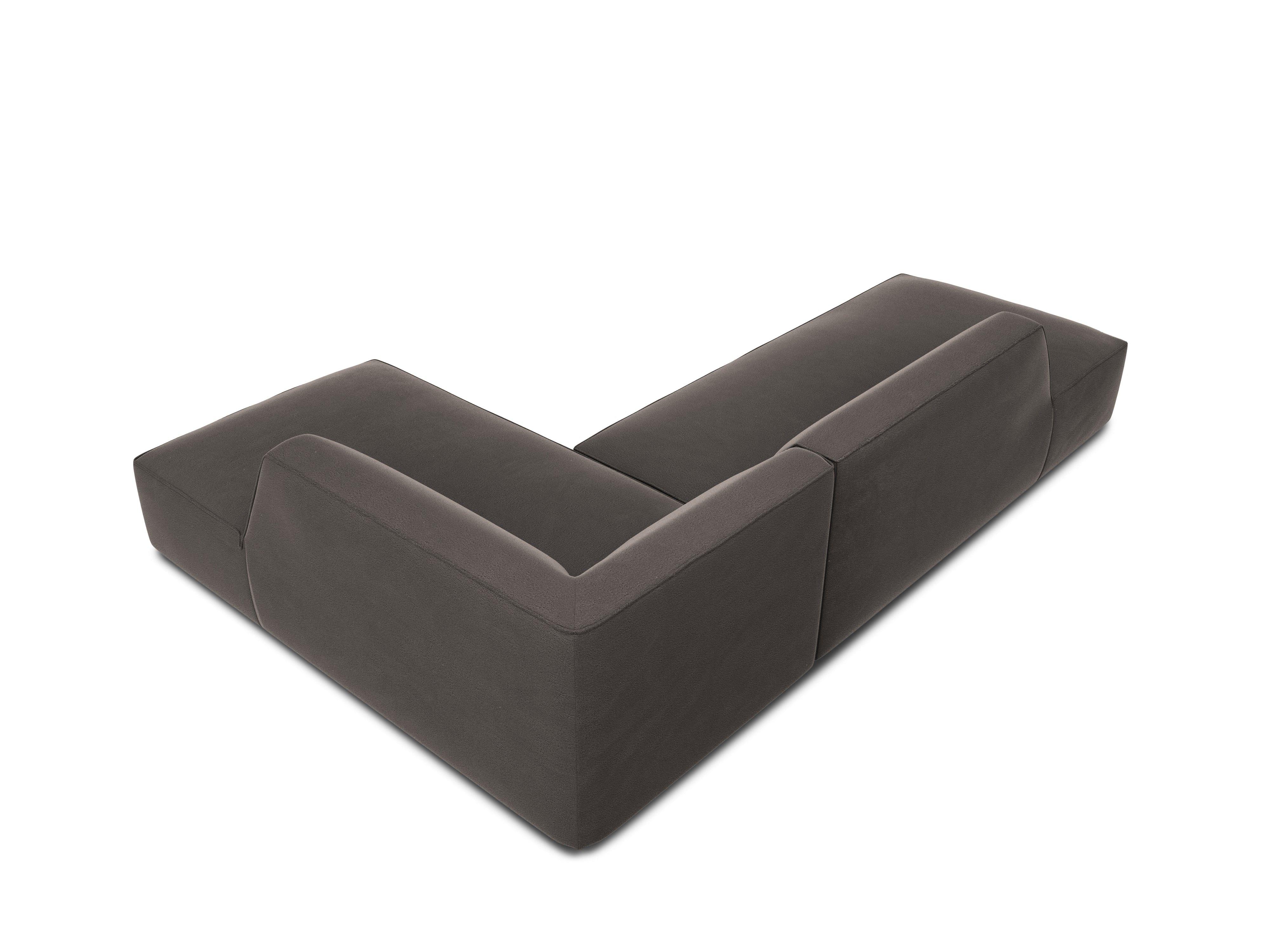Sofa narożna aksamitna prawostronna RUBY ciemnoszary – Micadoni