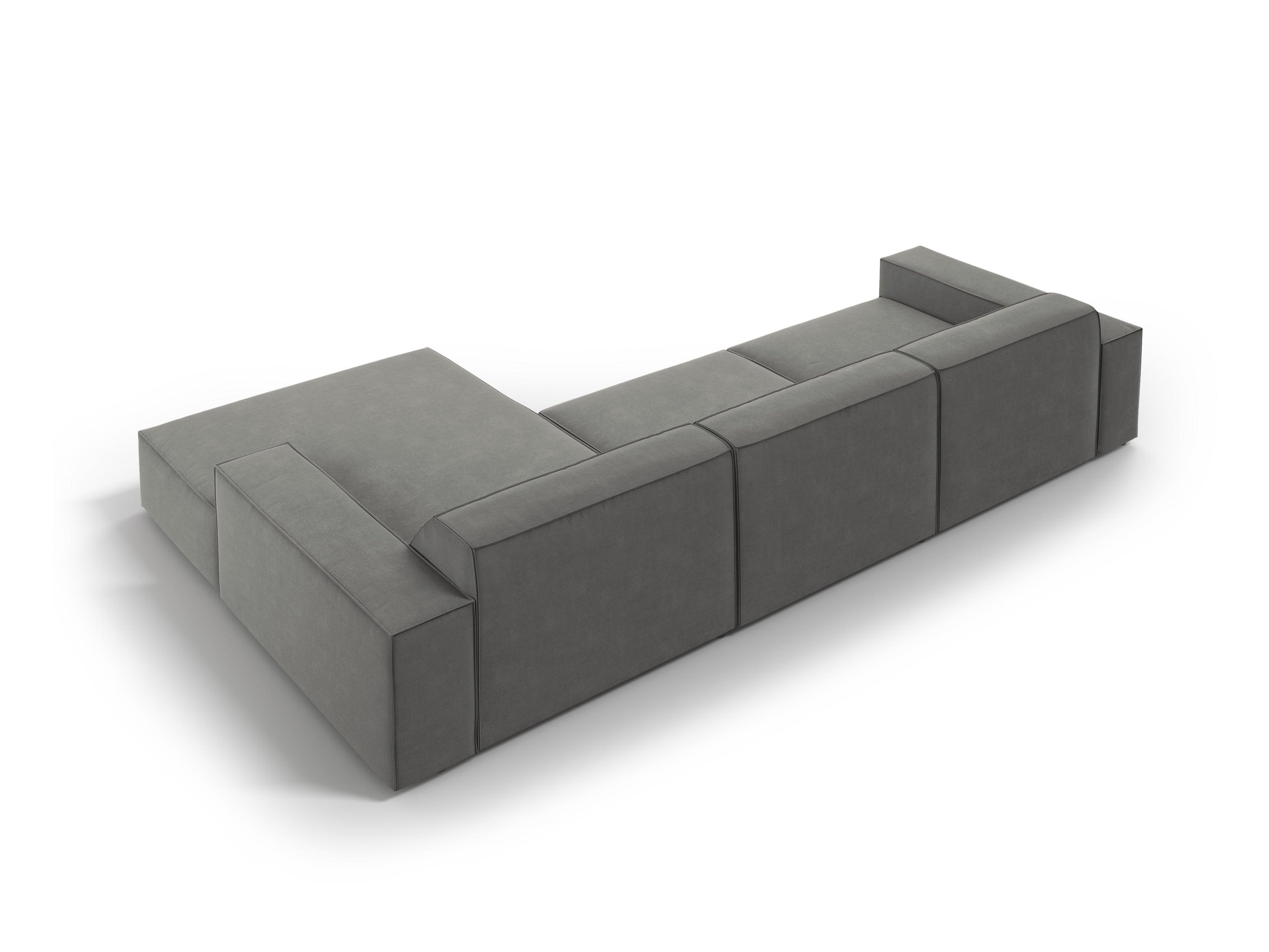 Narożnik aksamitny prawostronny 4-osobowy JODIE jasnoszary Micadoni    Eye on Design