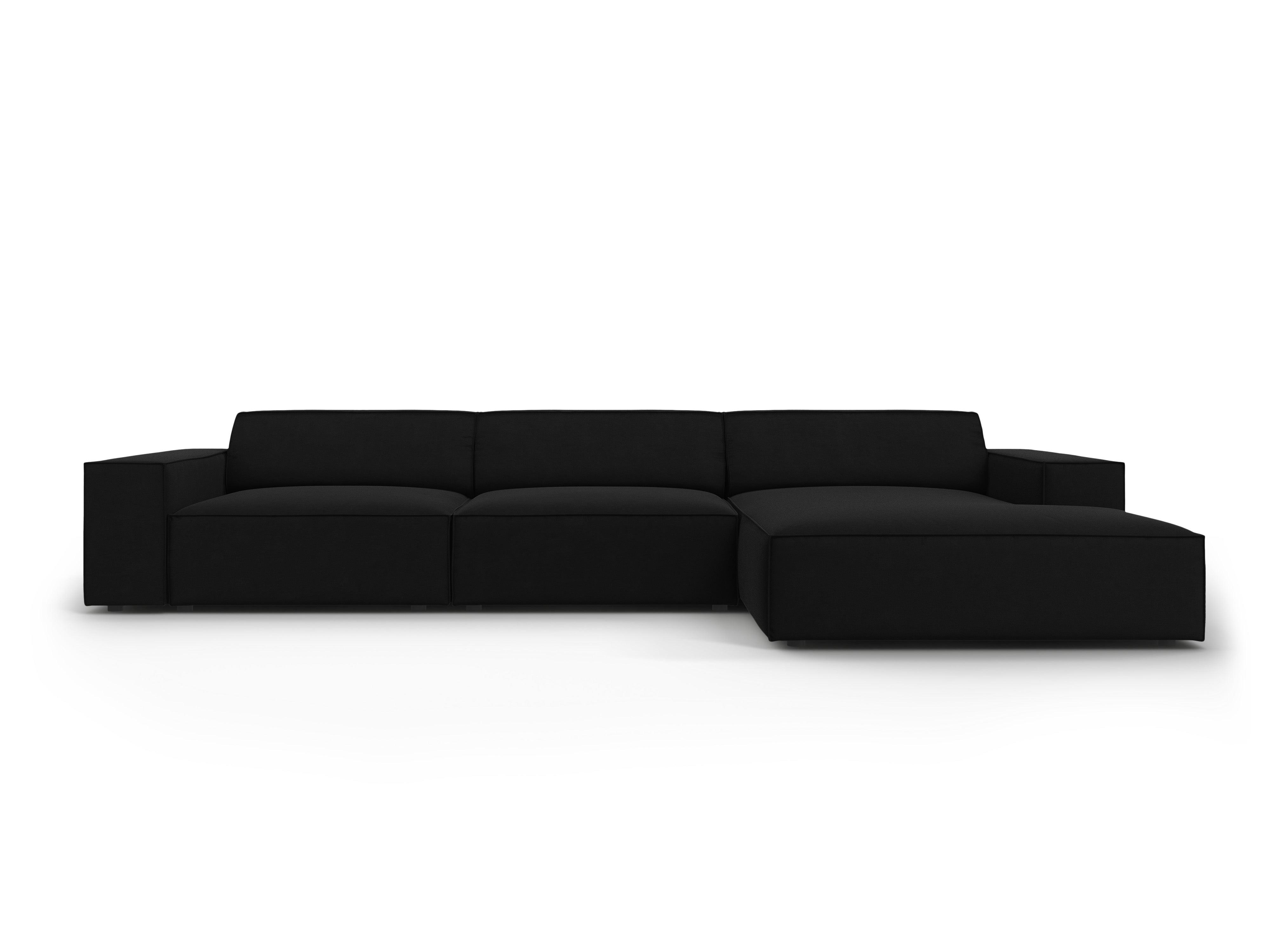 Narożnik aksamitny prawostronny 4-osobowy JODIE czarny Micadoni    Eye on Design