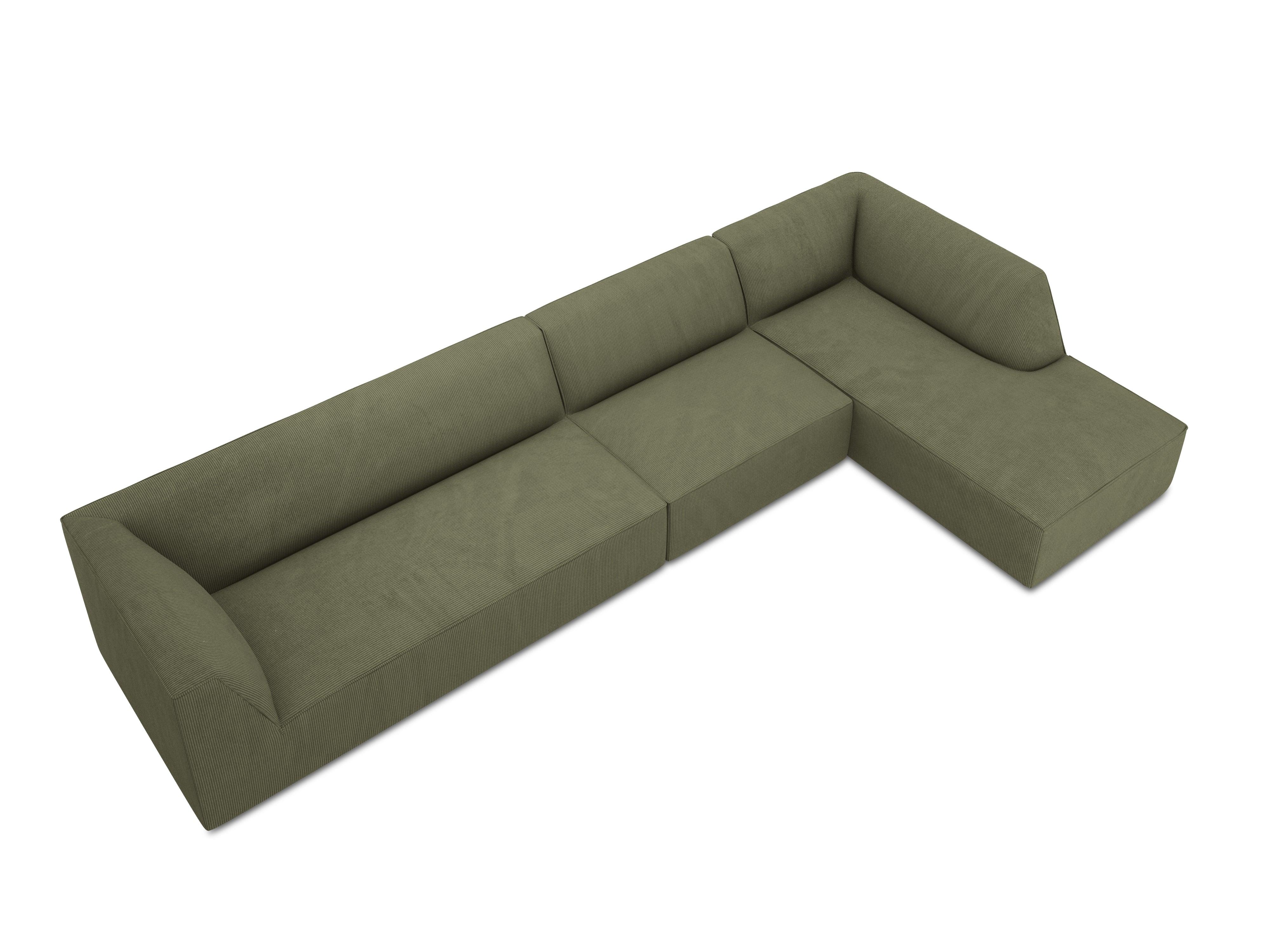 Narożnik sztruksowy 5-osobowy prawostronny RUBY zielony Micadoni    Eye on Design