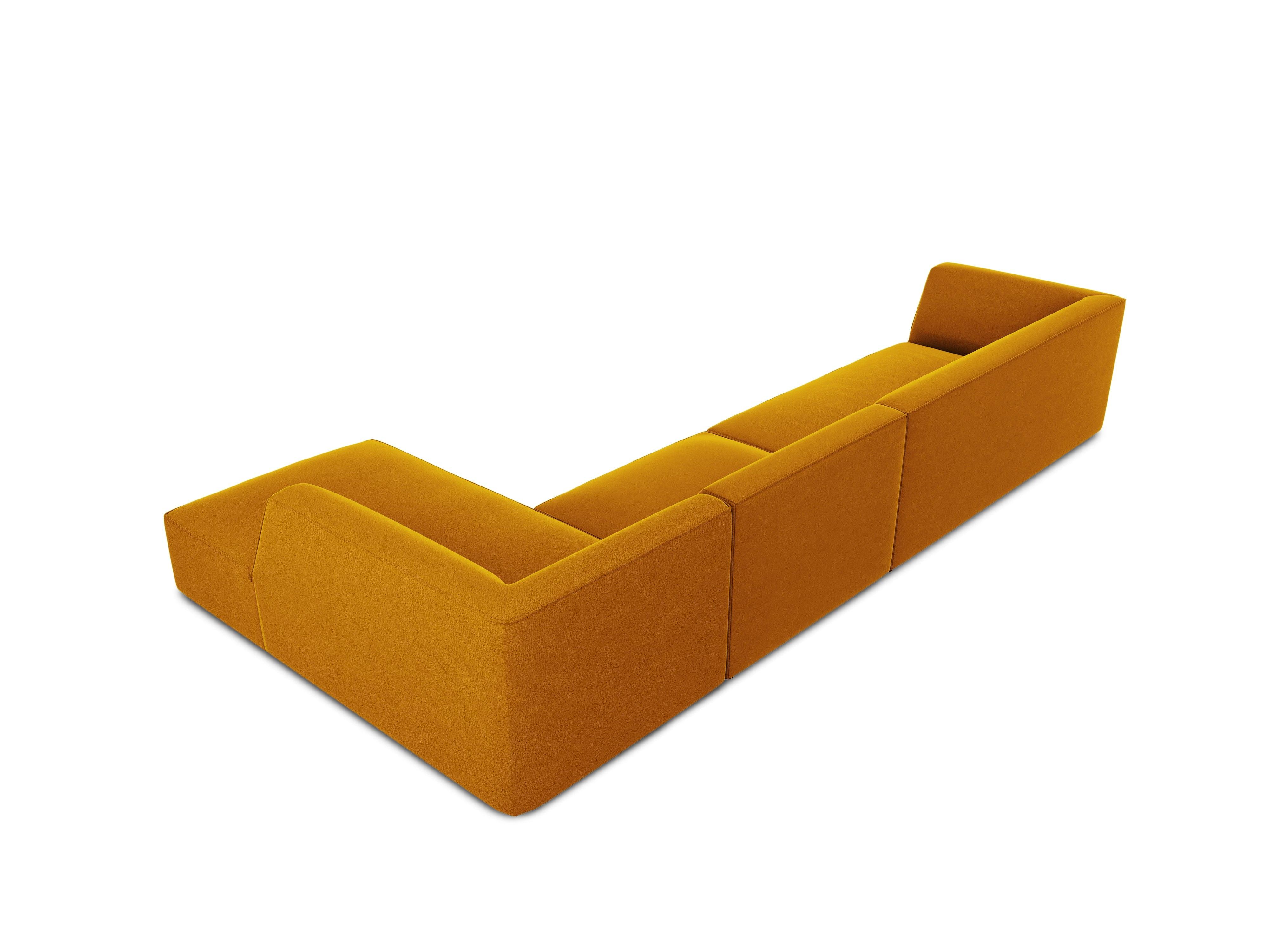 Narożnik aksamitny 5-osobowy prawostronny RUBY żółty Micadoni    Eye on Design