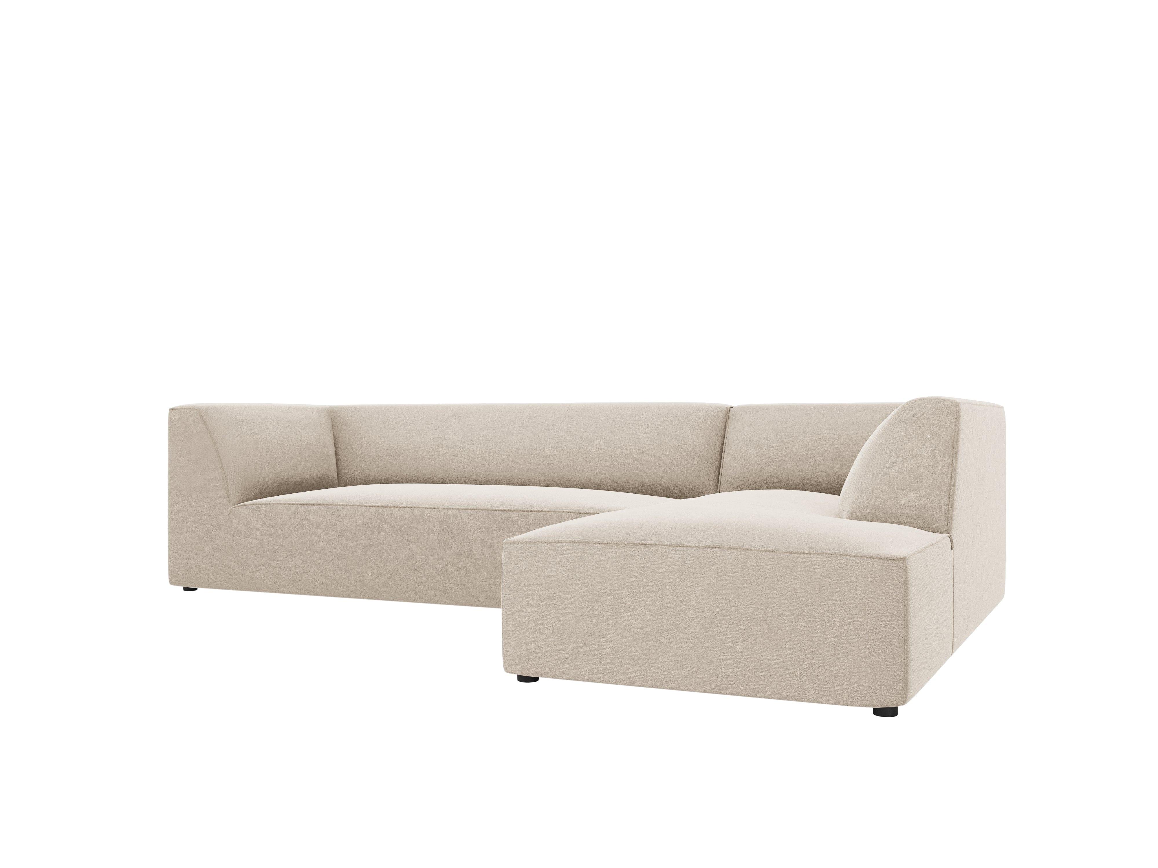 Narożnik aksamitny 4-osobowy prawostronny RUBY beżowy Micadoni    Eye on Design
