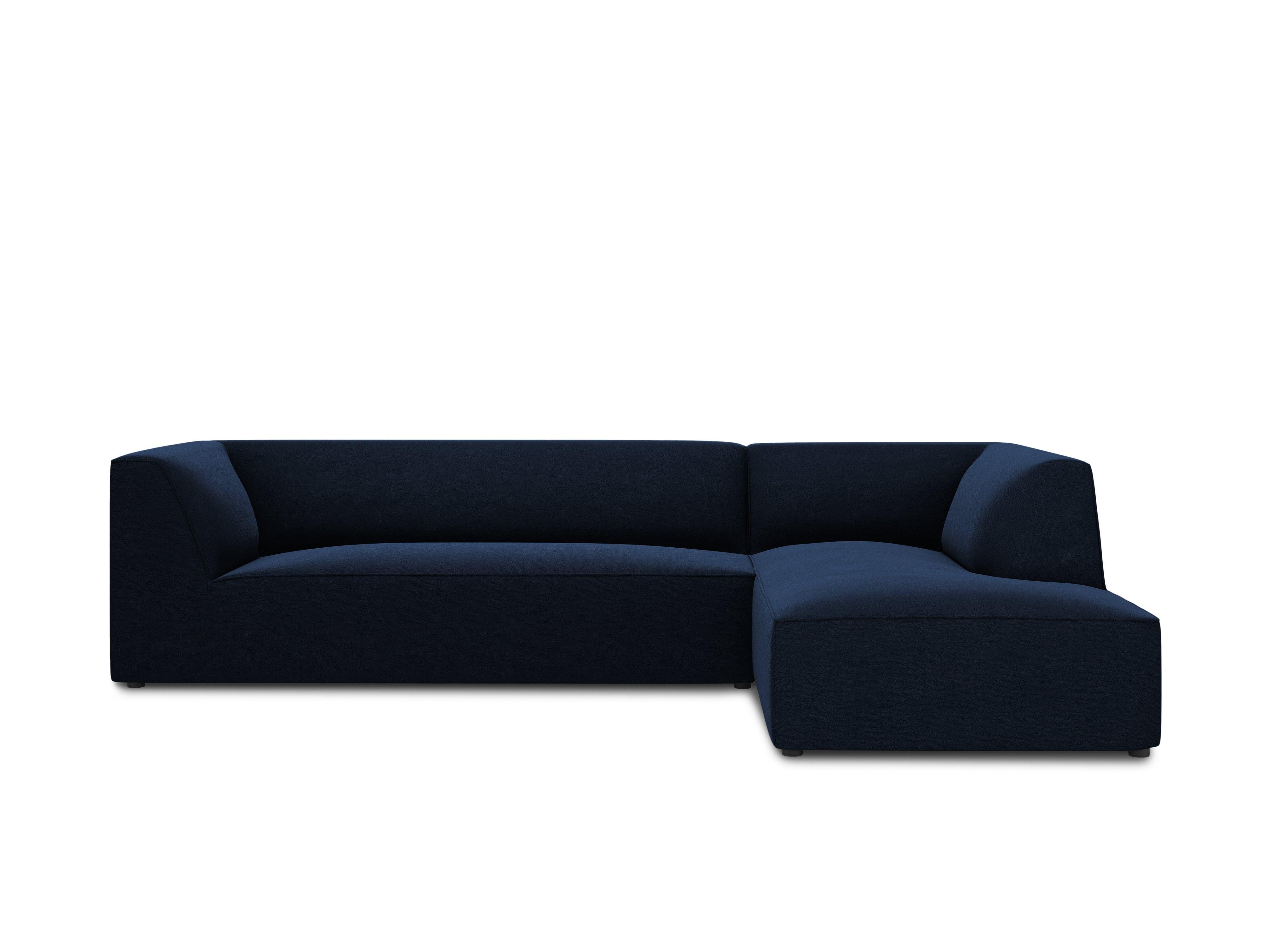 Narożnik aksamitny 4-osobowy prawostronny RUBY granat królewski Micadoni    Eye on Design