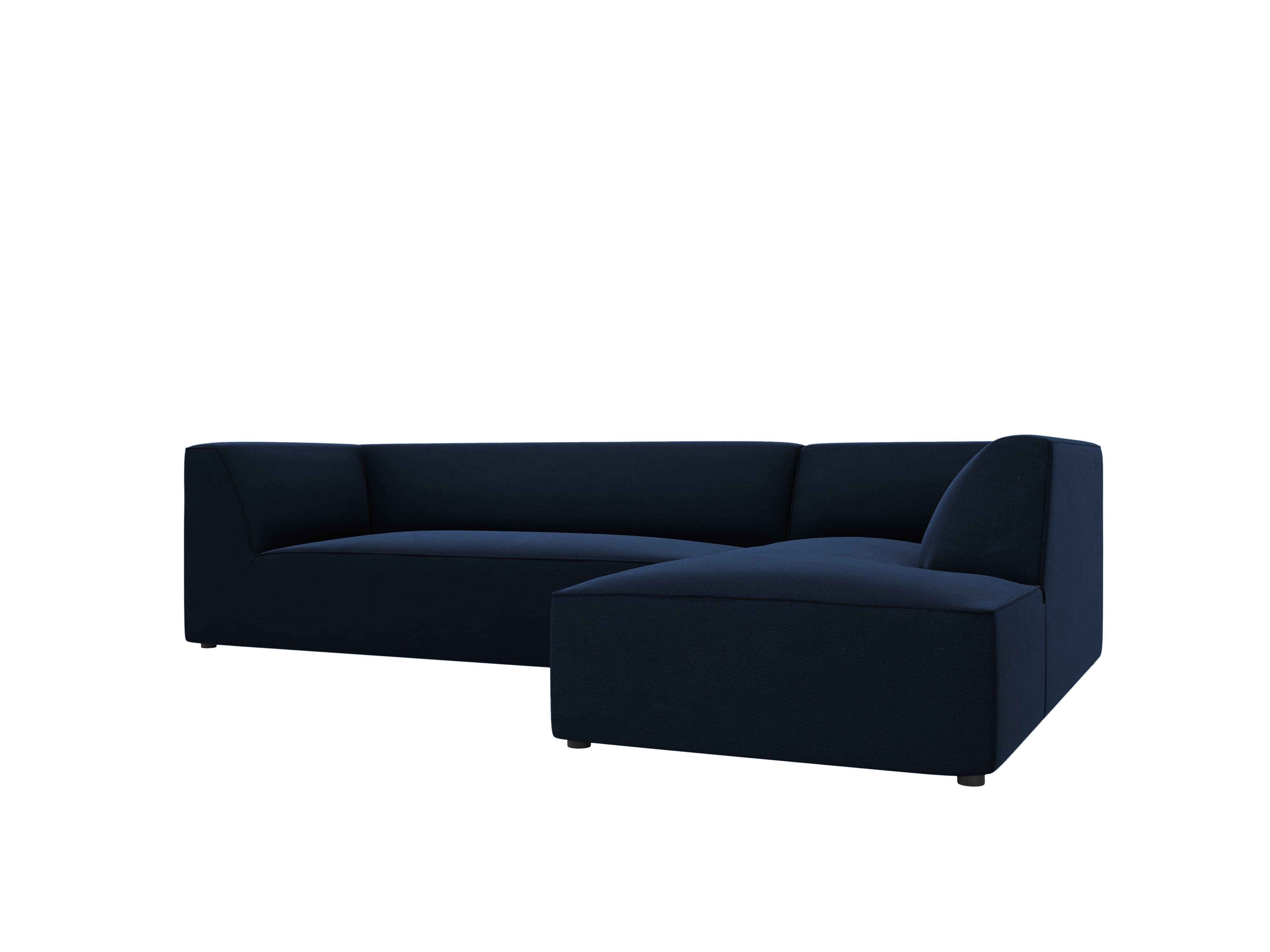 Narożnik aksamitny 4-osobowy prawostronny RUBY granat królewski Micadoni    Eye on Design