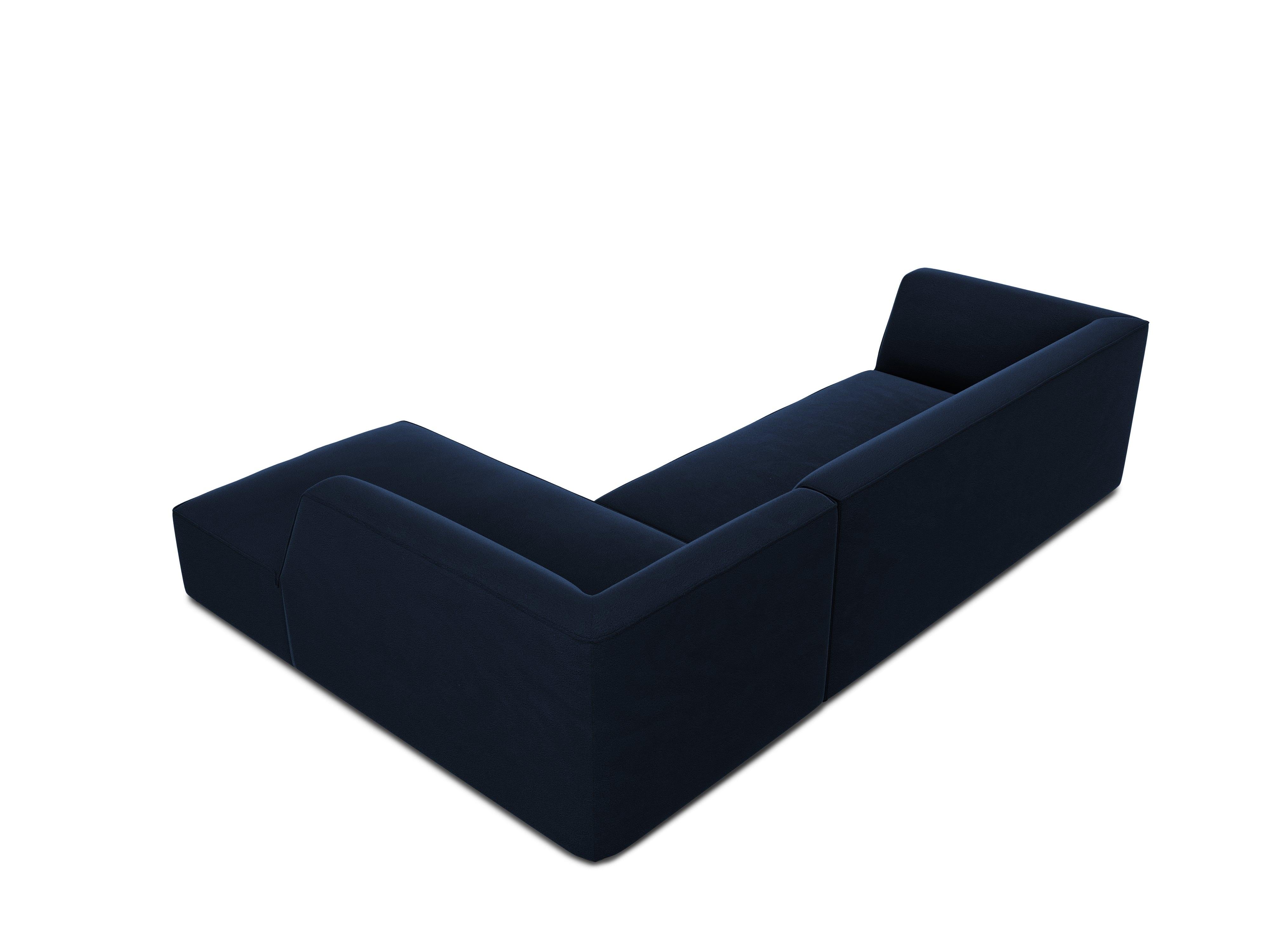 Narożnik aksamitny 4-osobowy prawostronny RUBY granat królewski Micadoni    Eye on Design
