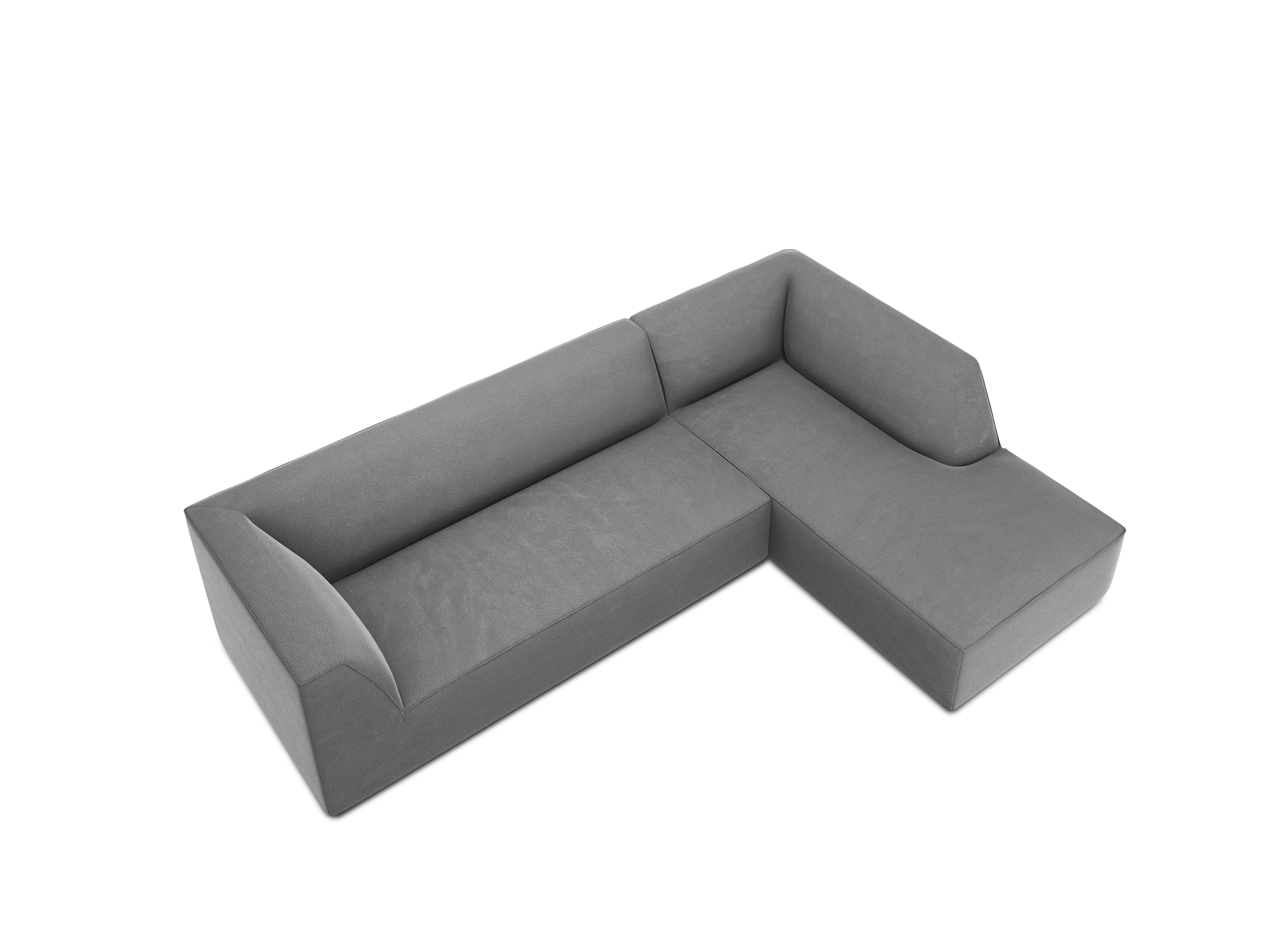 Narożnik aksamitny 4-osobowy prawostronny RUBY jasnoszary Micadoni    Eye on Design