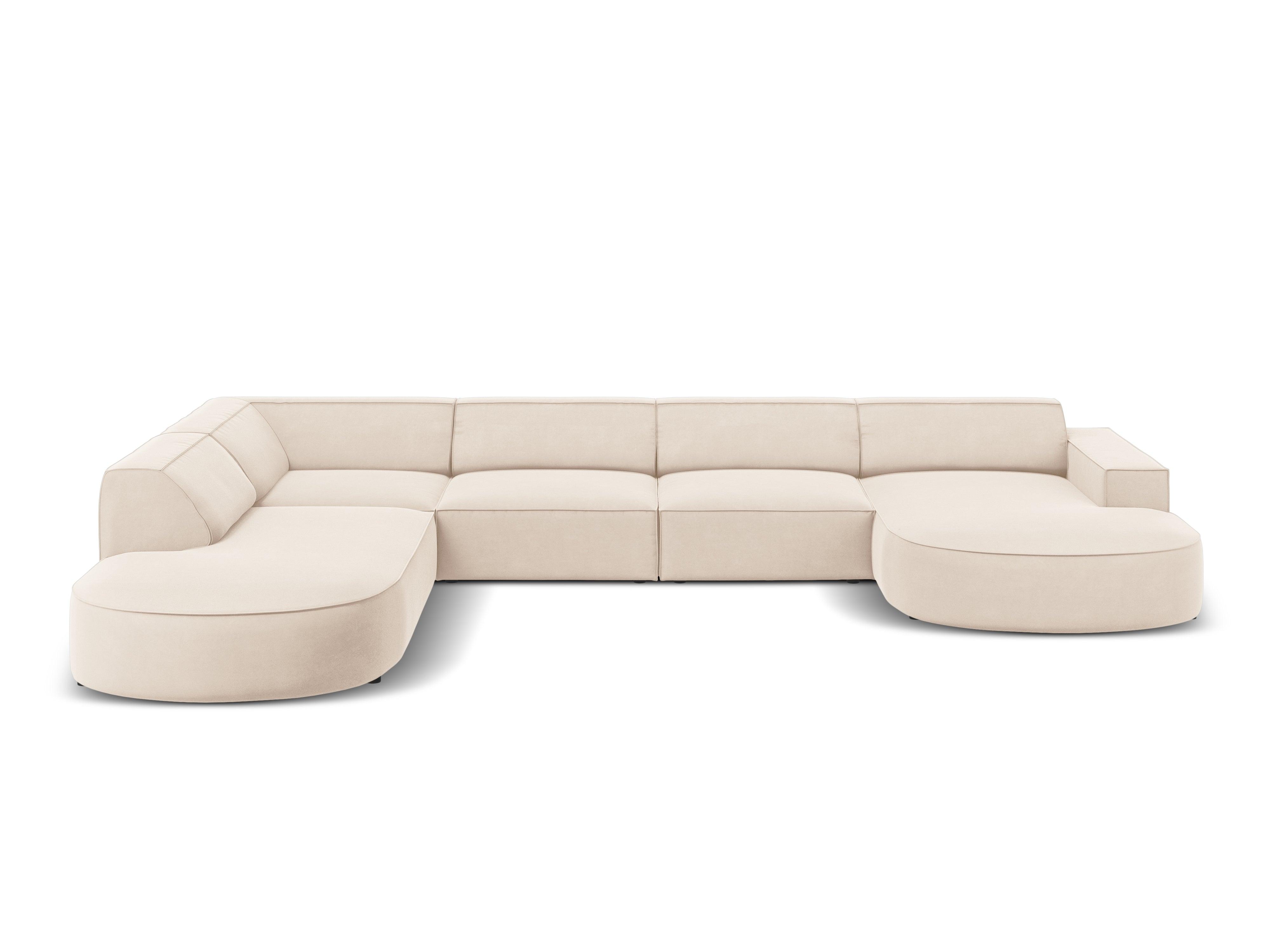 Sofa panoramiczna aksamitna lewostronna okrągła JODIE jasnobeżowy Micadoni    Eye on Design