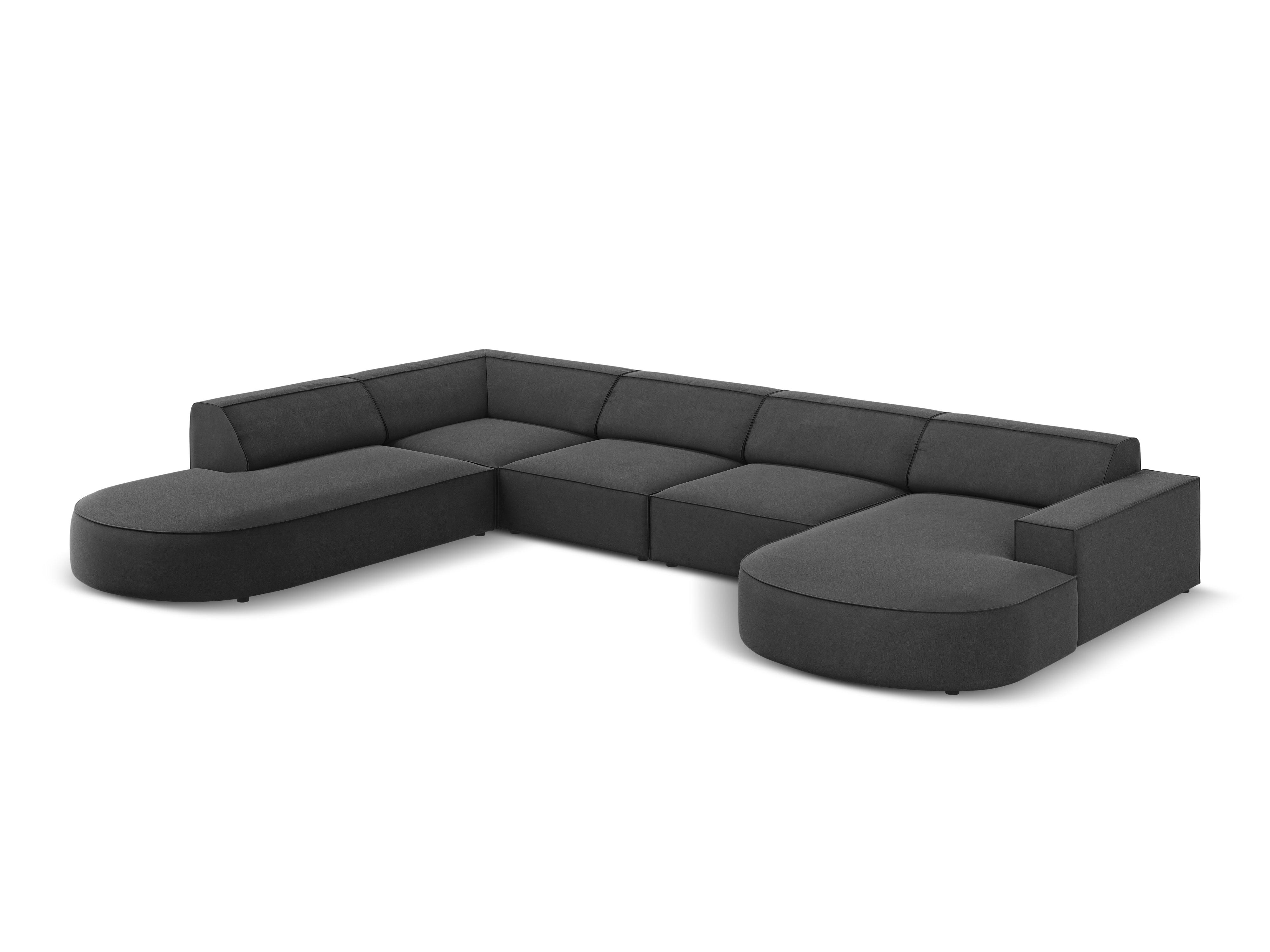 Sofa panoramiczna aksamitna lewostronna okrągła JODIE ciemnoszary Micadoni    Eye on Design