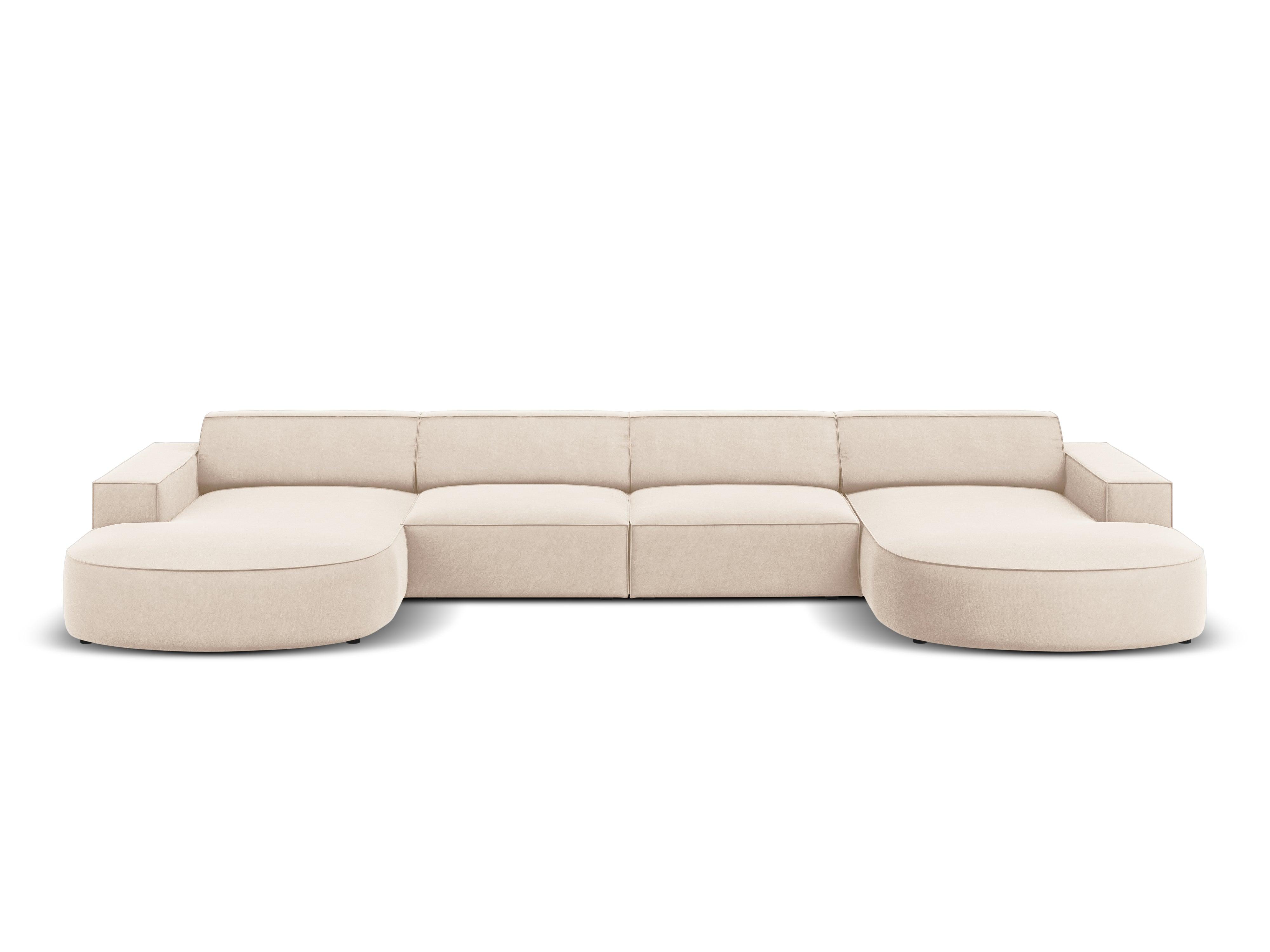 Sofa aksamitna panoramiczna okrągła JODIE jasnobeżowy Micadoni    Eye on Design