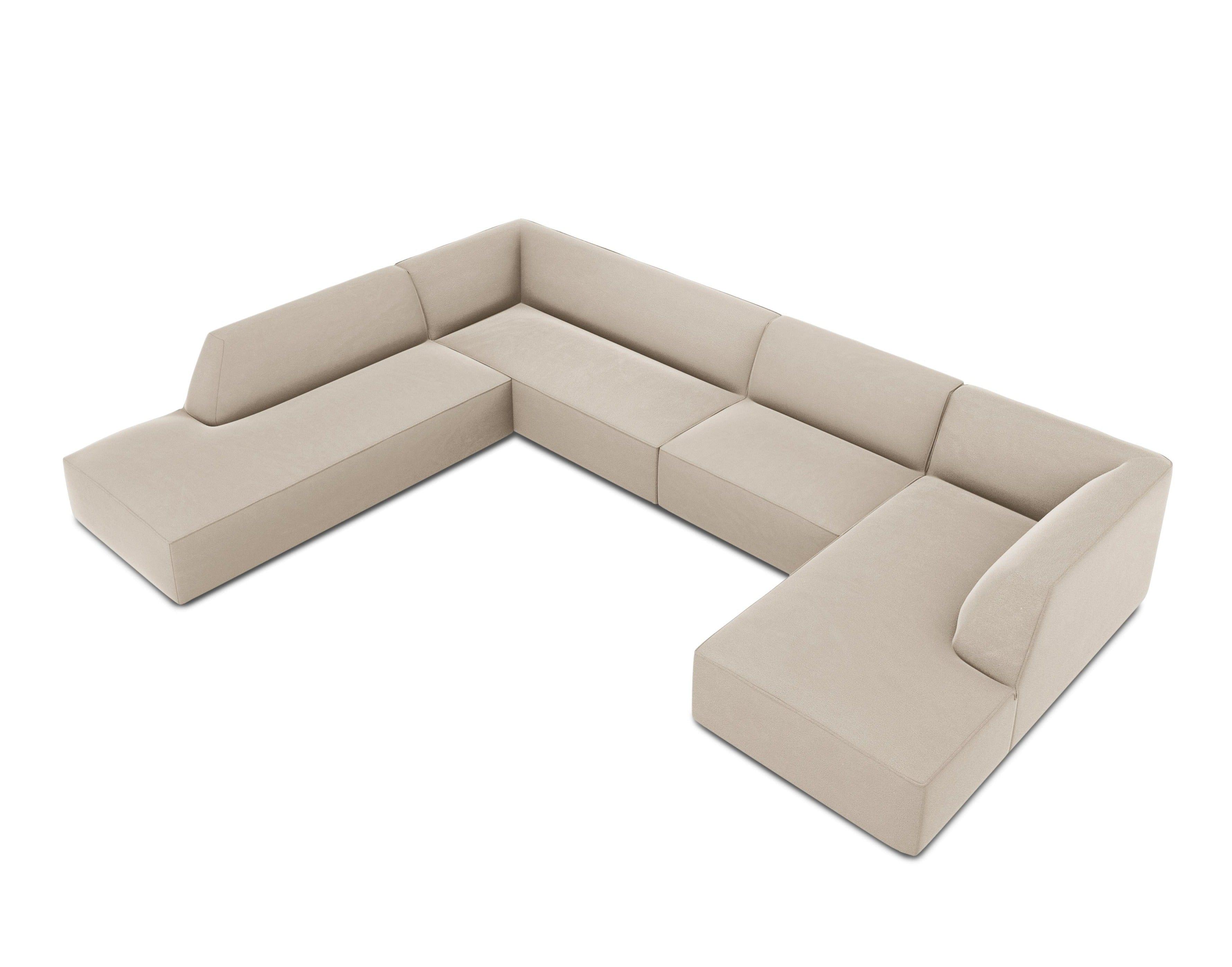 Narożnik w kształcie U aksamitny lewostronny RUBY beżowy Micadoni    Eye on Design