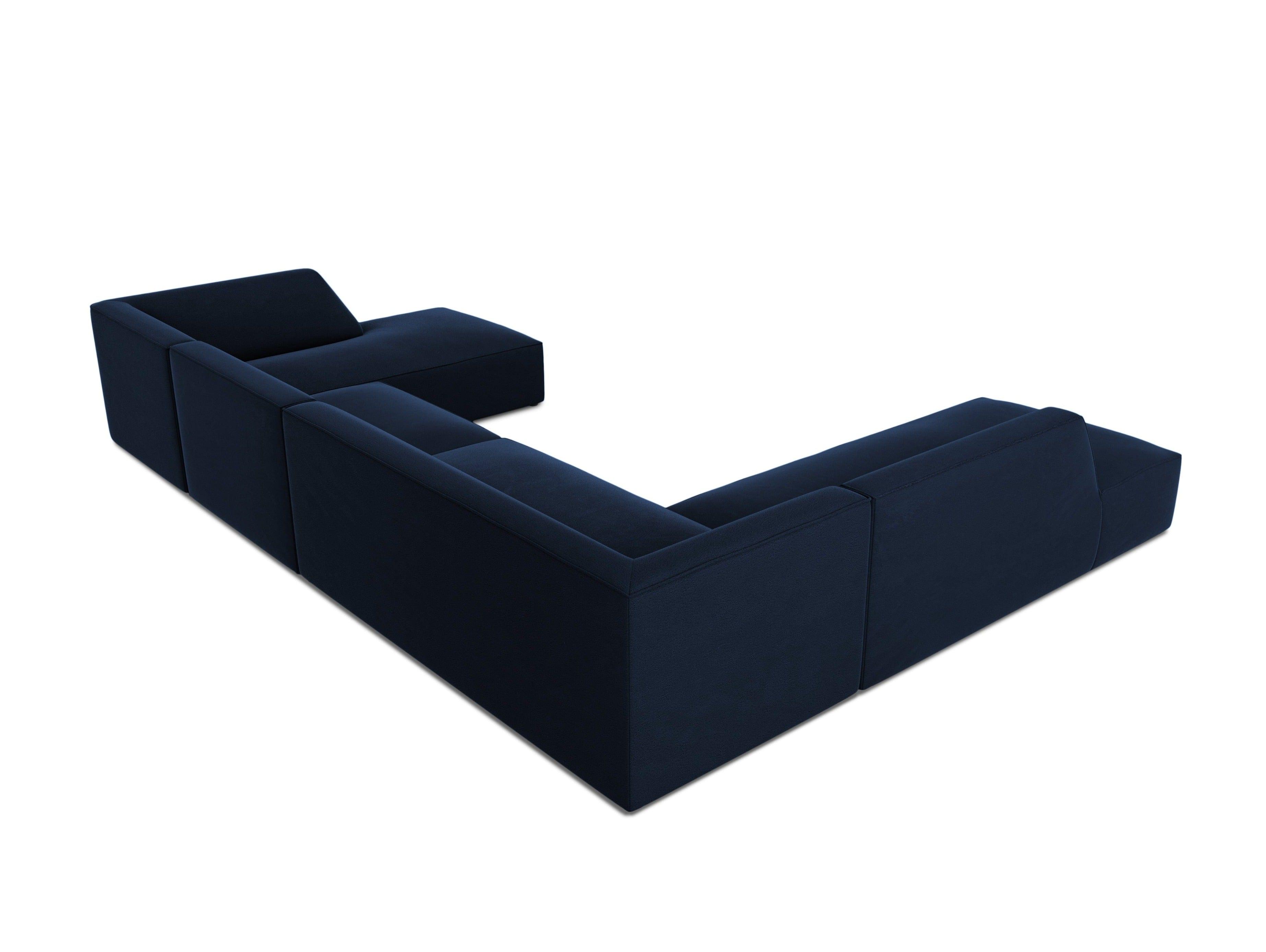 Narożnik w kształcie U aksamitny lewostronny RUBY królewski granat Micadoni    Eye on Design