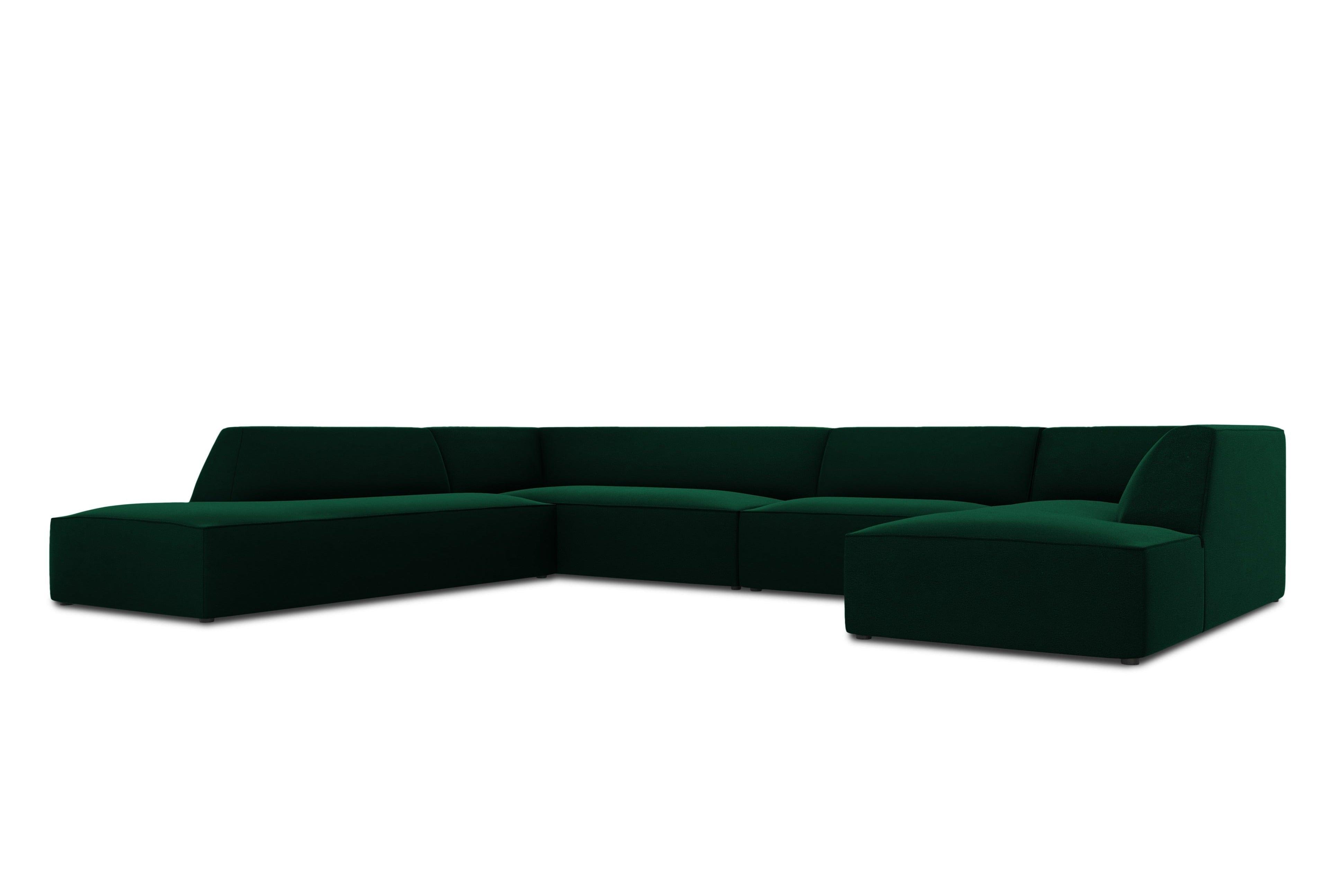 Narożnik w kształcie U aksamitny lewostronny RUBY butelkowa zieleń Micadoni    Eye on Design