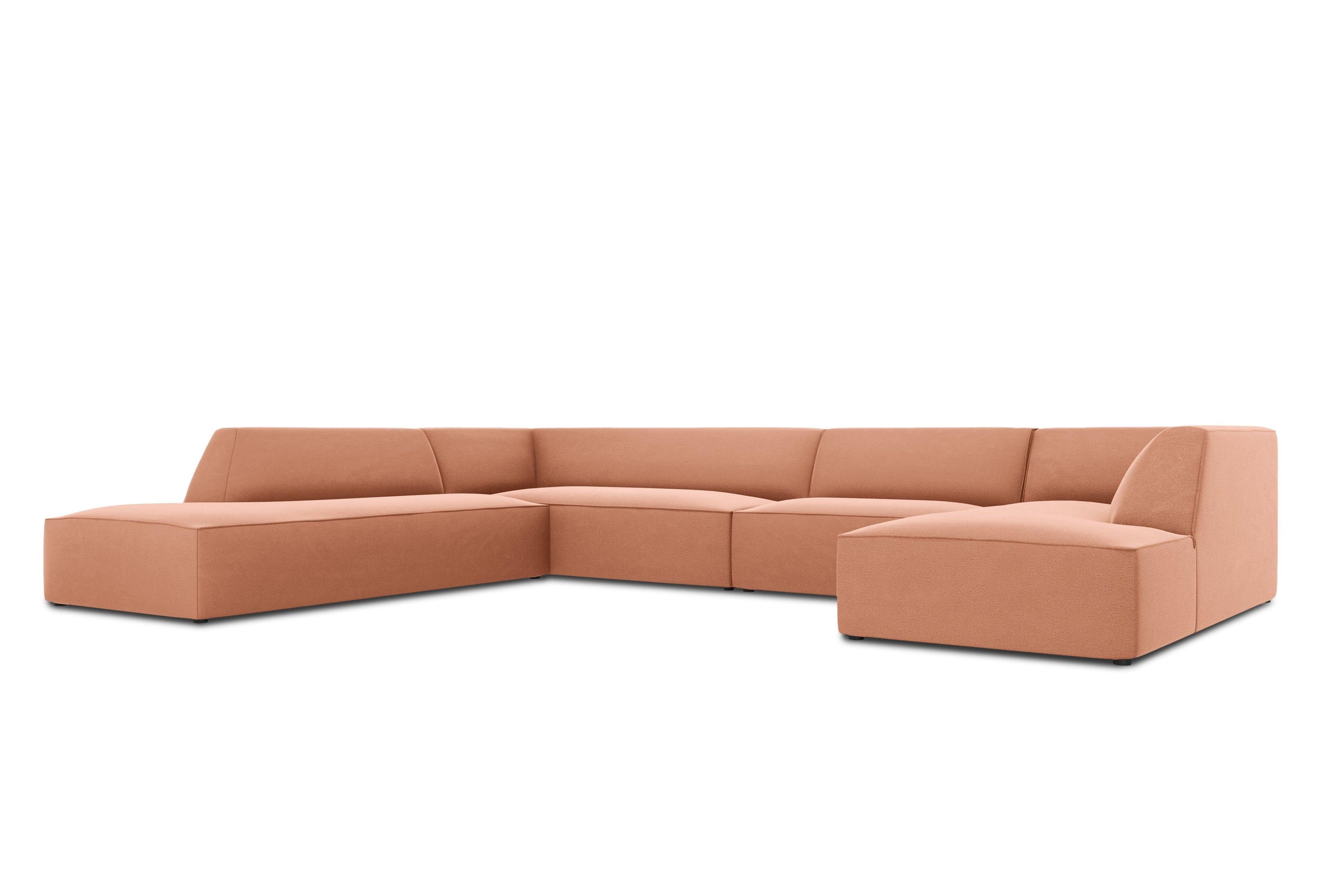 Narożnik w kształcie U aksamitny lewostronny RUBY łososiowy Micadoni    Eye on Design