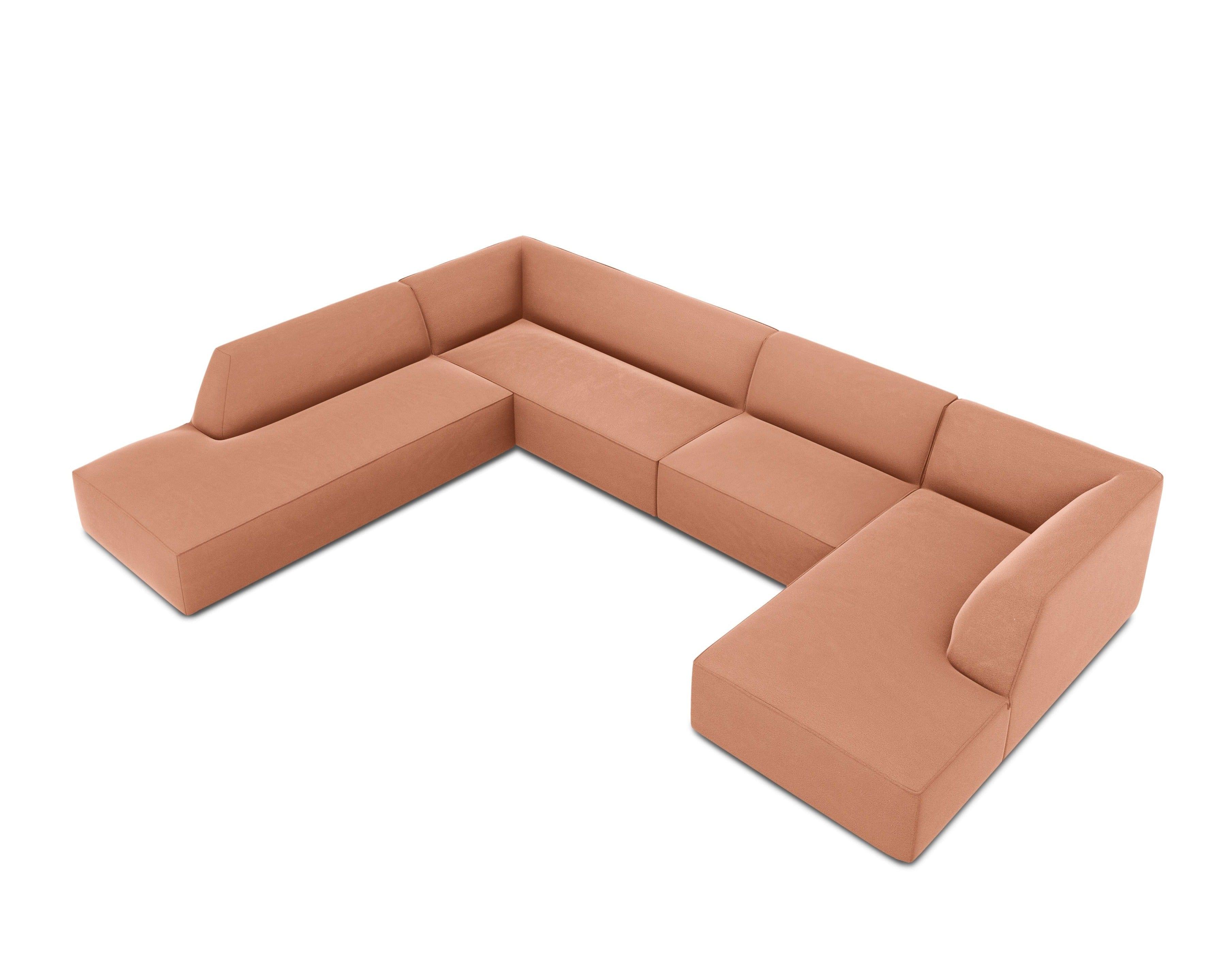 Narożnik w kształcie U aksamitny lewostronny RUBY łososiowy Micadoni    Eye on Design