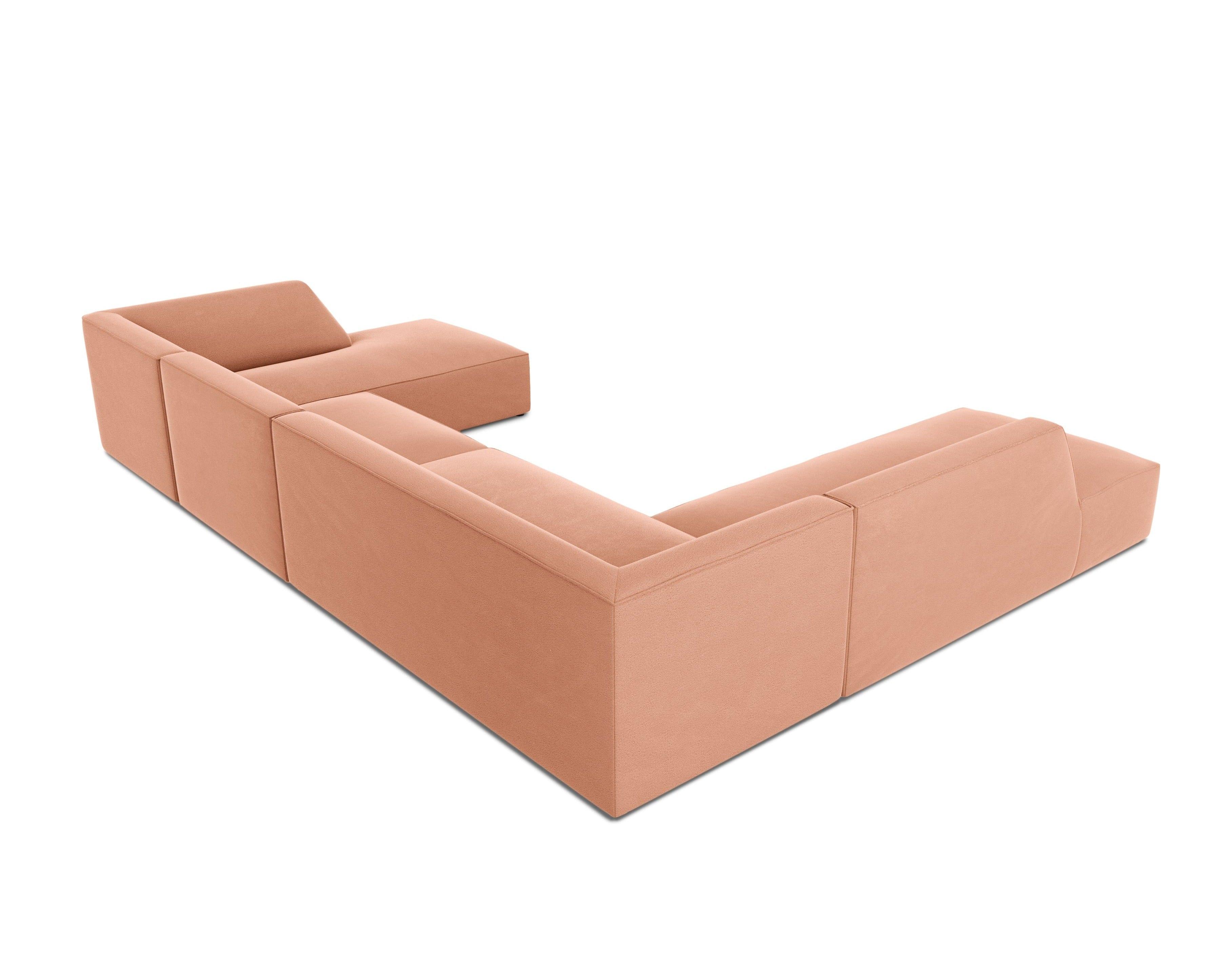 Narożnik w kształcie U aksamitny lewostronny RUBY łososiowy Micadoni    Eye on Design