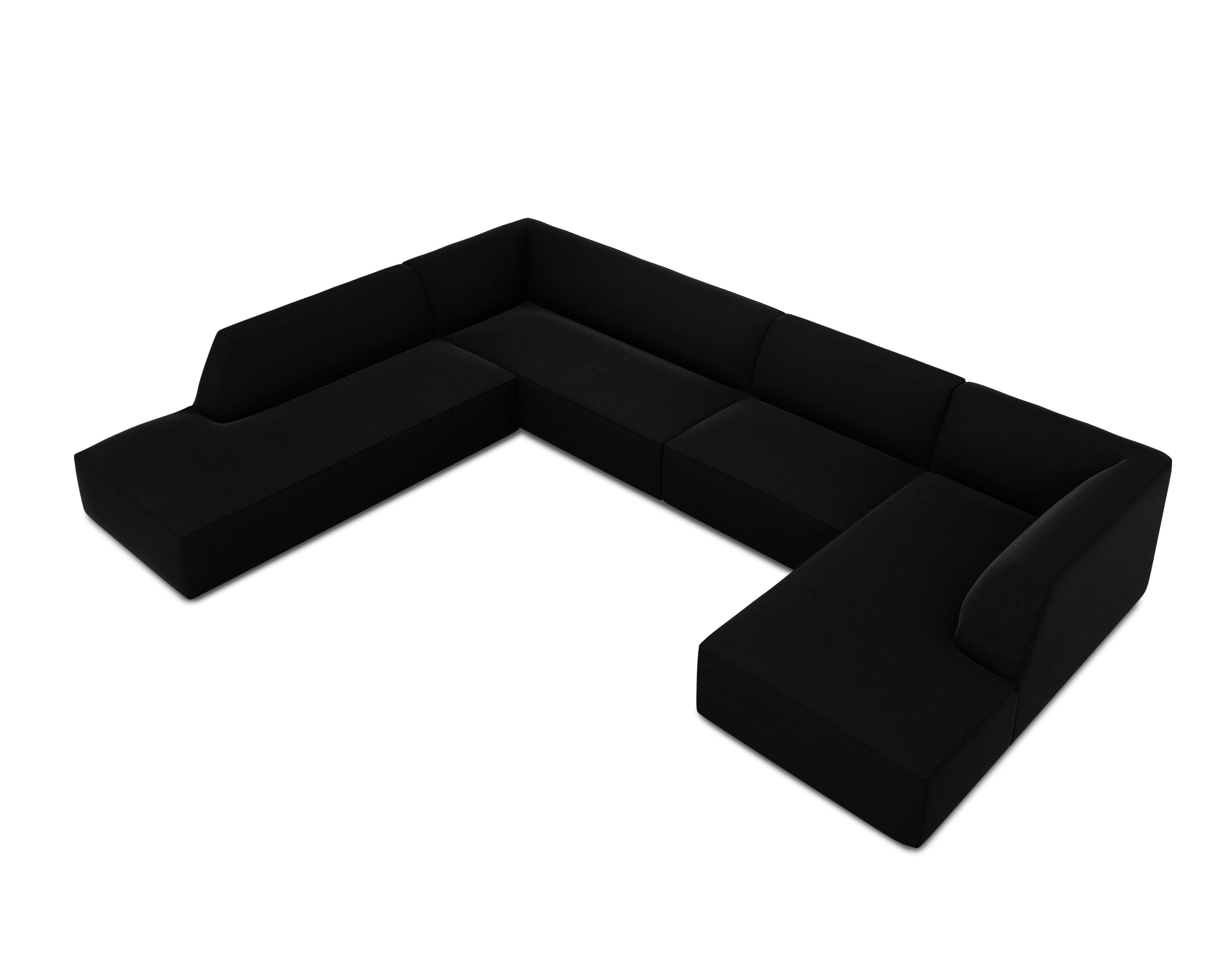 Narożnik w kształcie U aksamitny lewostronny RUBY czarny Micadoni    Eye on Design