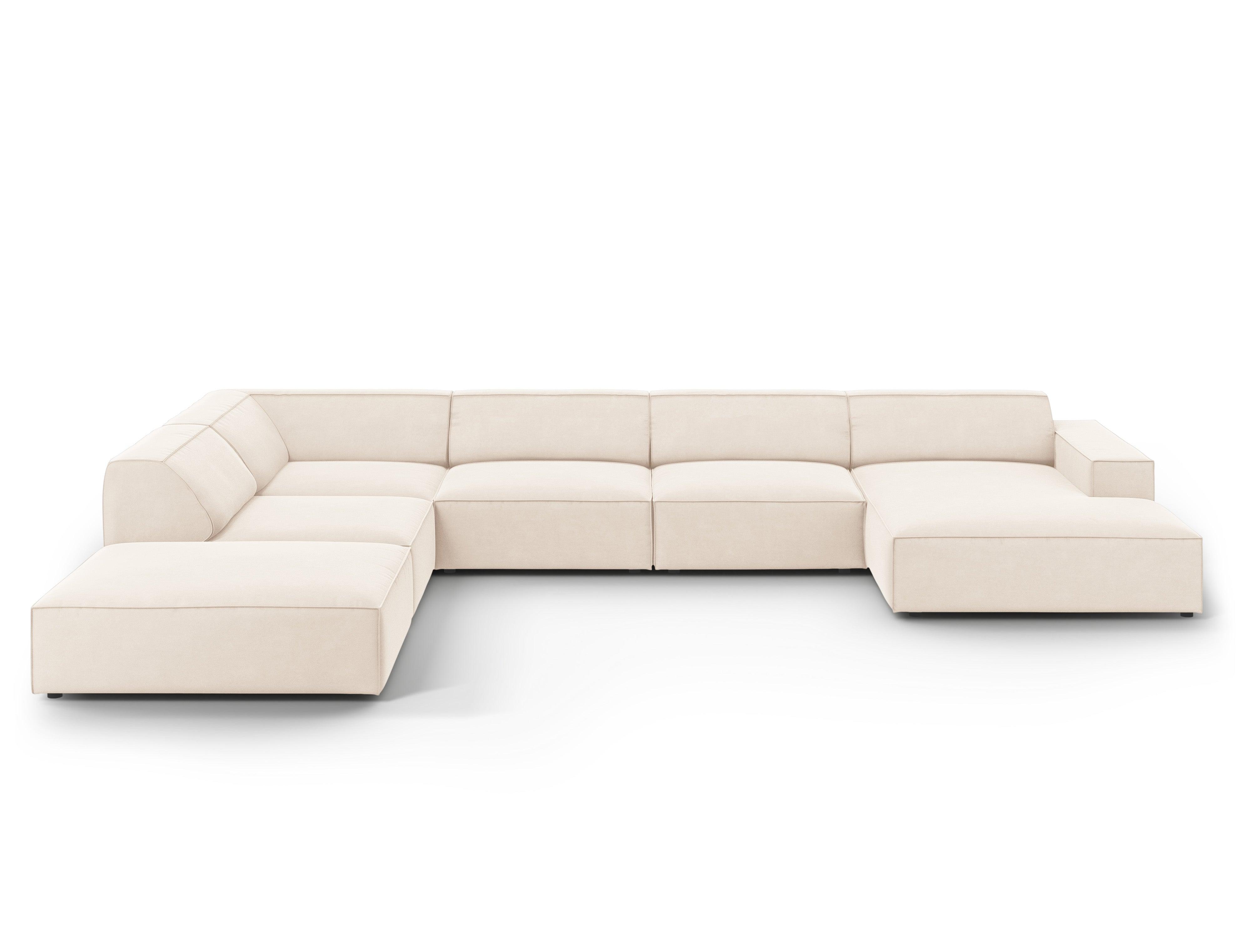 Sofa panoramiczna aksamitna lewostronna JODIE jasnobeżowy Micadoni    Eye on Design