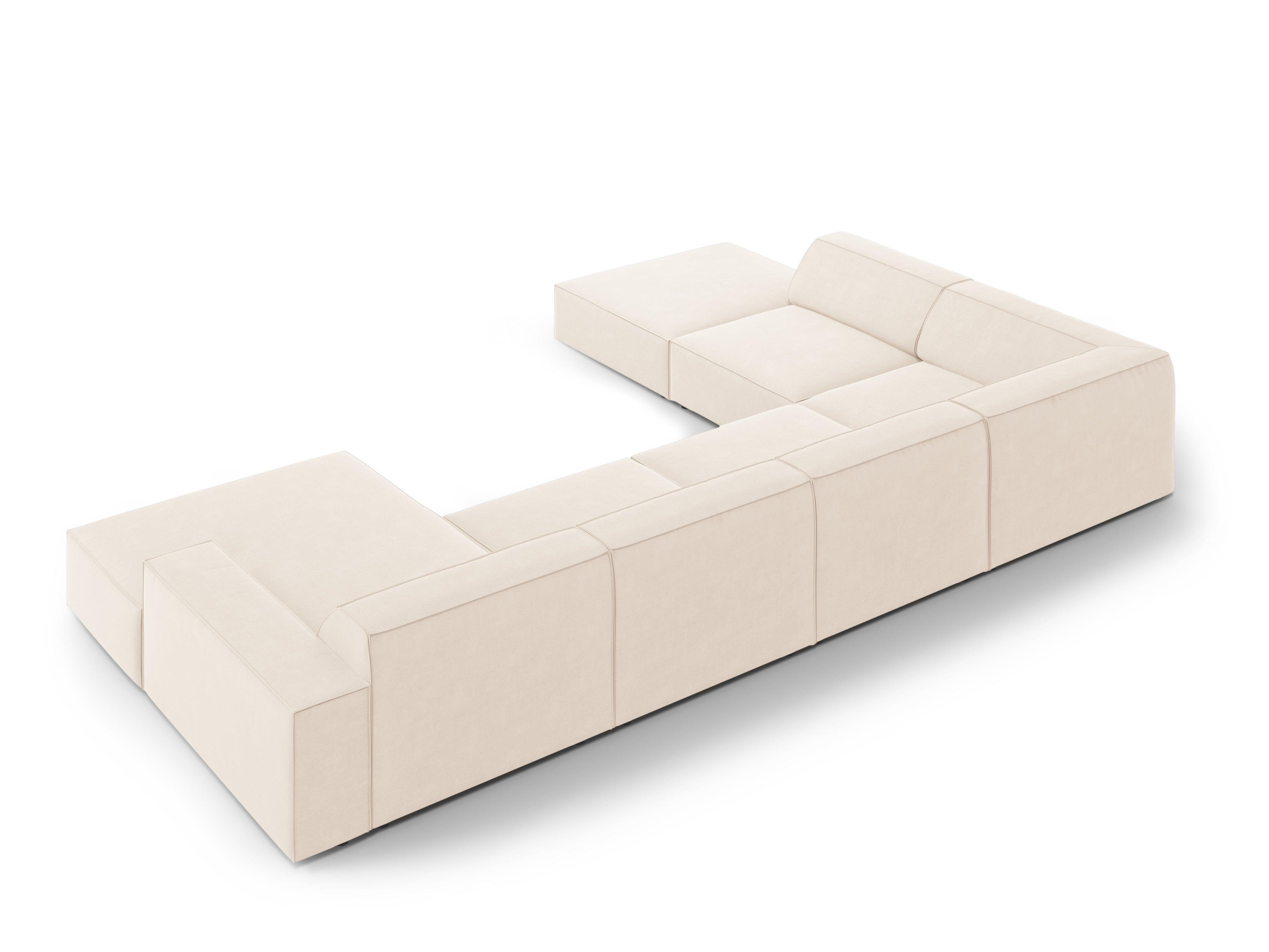 Sofa panoramiczna aksamitna lewostronna JODIE jasnobeżowy Micadoni    Eye on Design