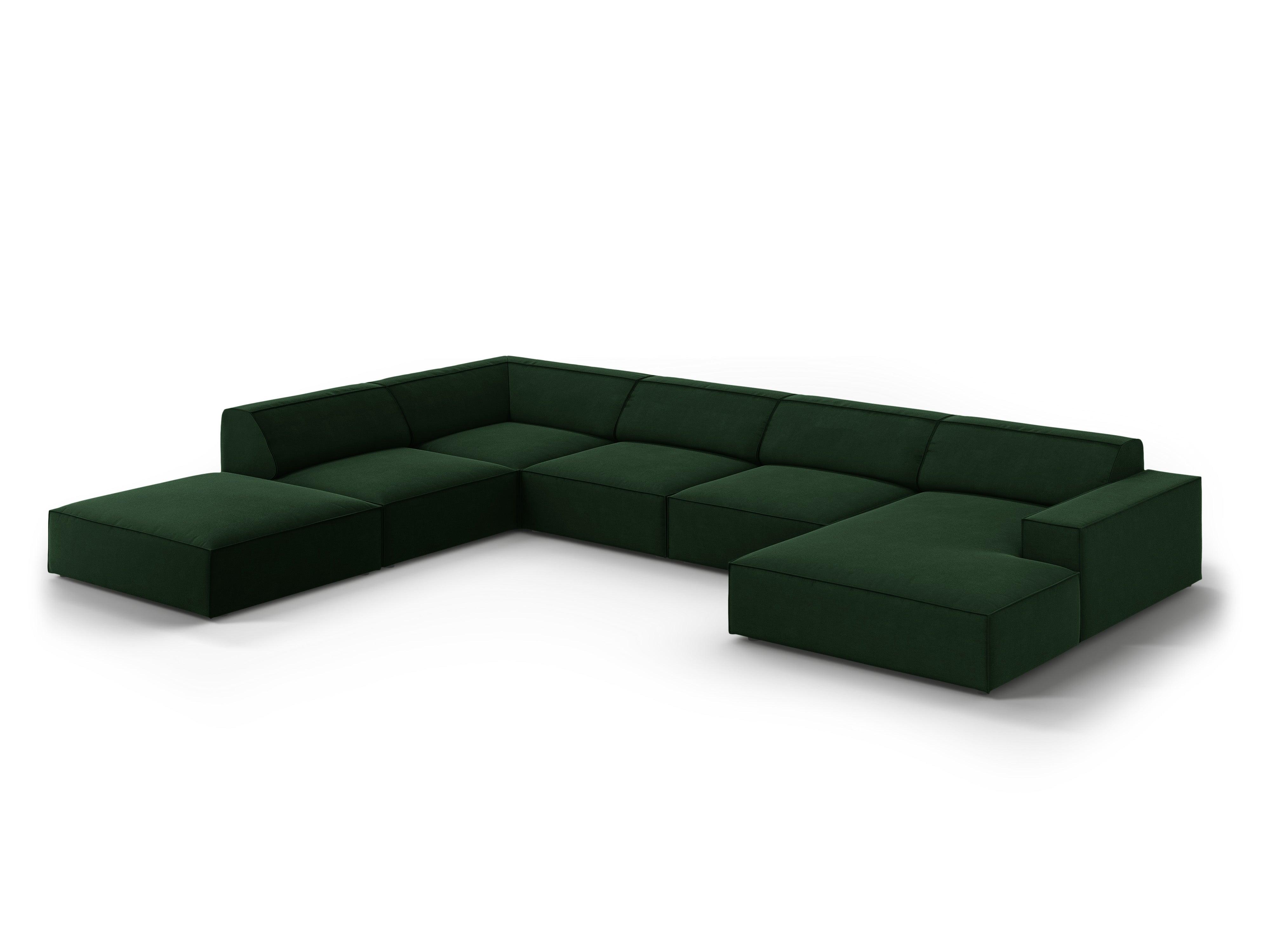 Sofa panoramiczna aksamitna lewostronna JODIE butelkowa zieleń – Micadoni
